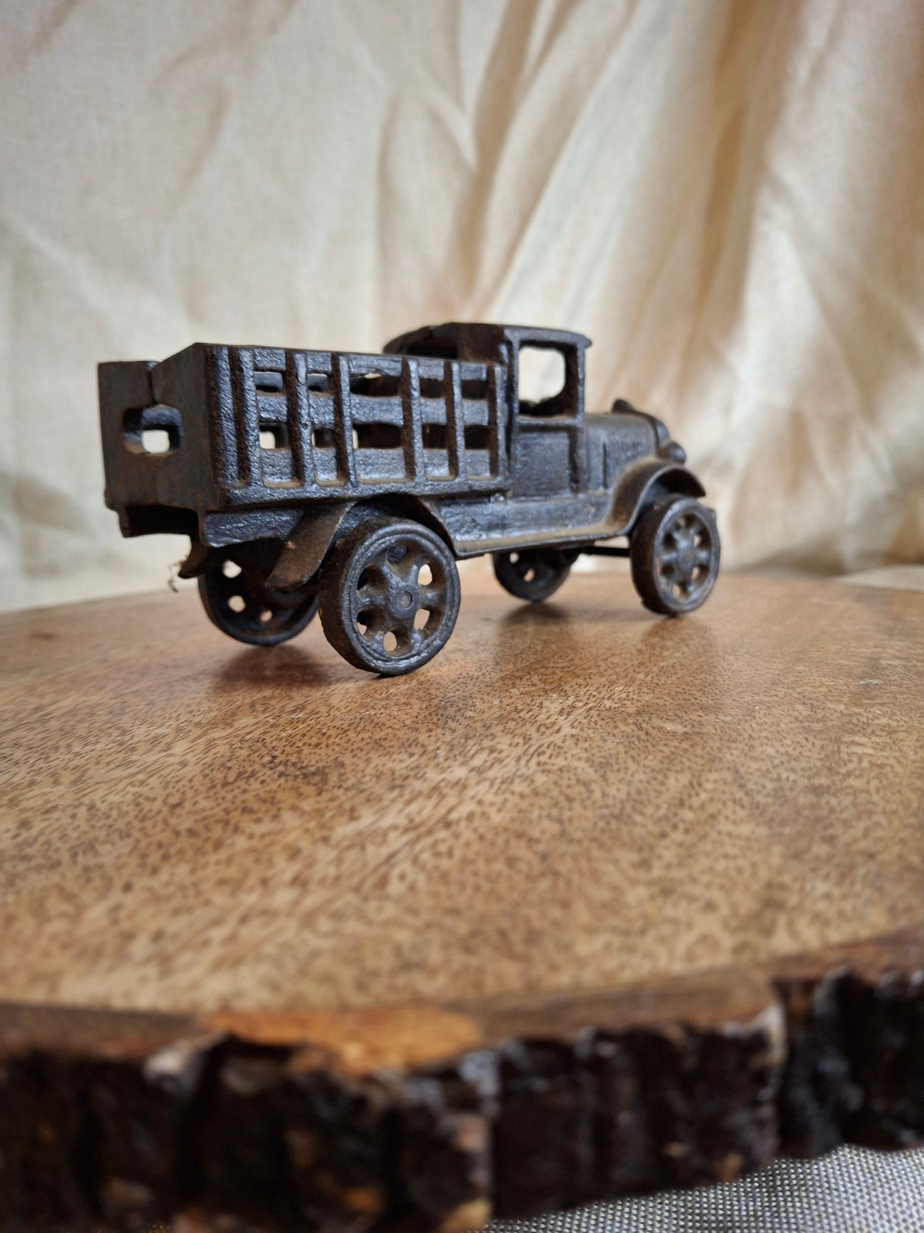 Antique Hubley Cast Iron Stake Body Truck - 1920s White Motor Co Style - 6"