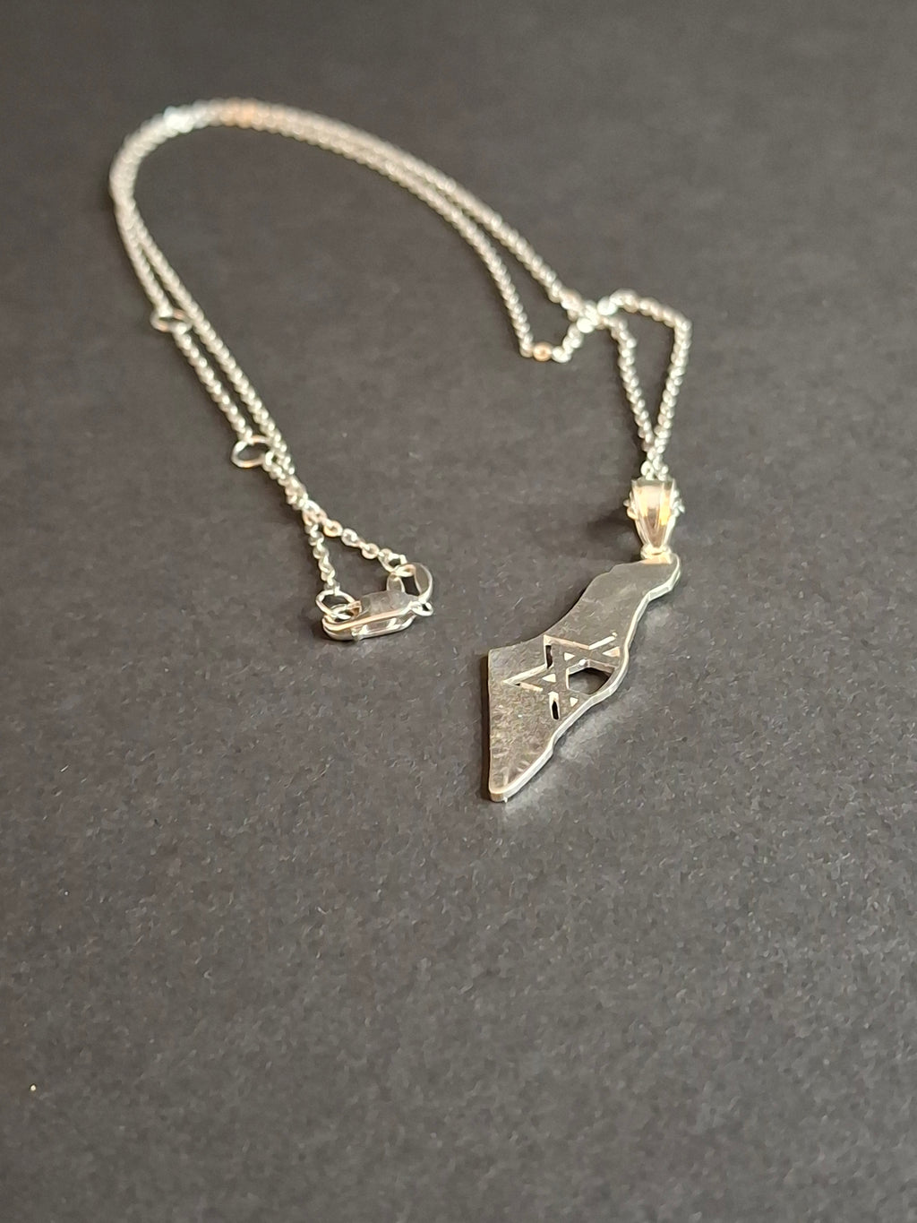 Sterling Silver Israel Map Necklace Star of David Pendant USA 925 - Solidarity Gift