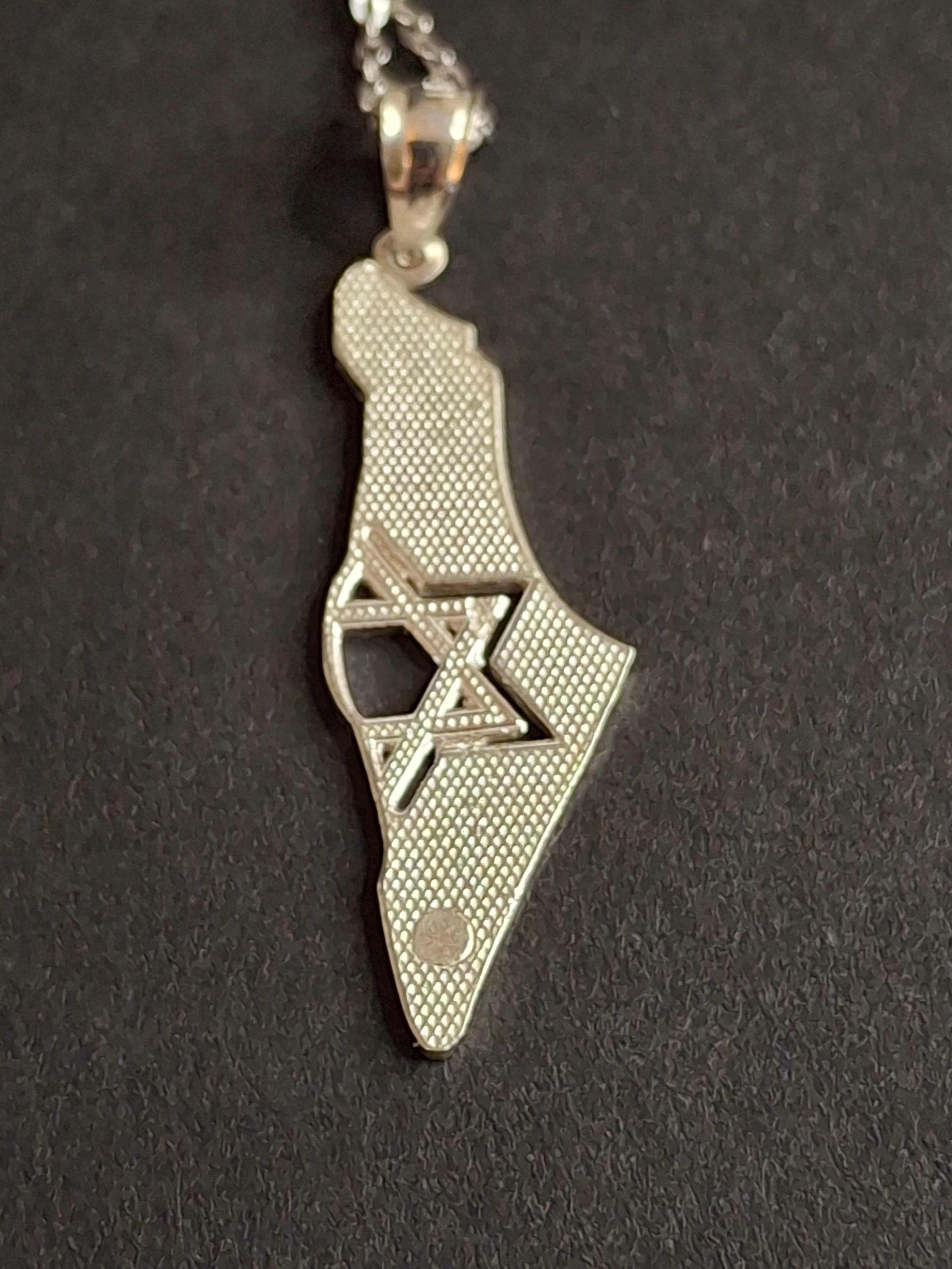 Sterling Silver Israel Map Necklace Star of David Pendant USA 925 - Solidarity Gift