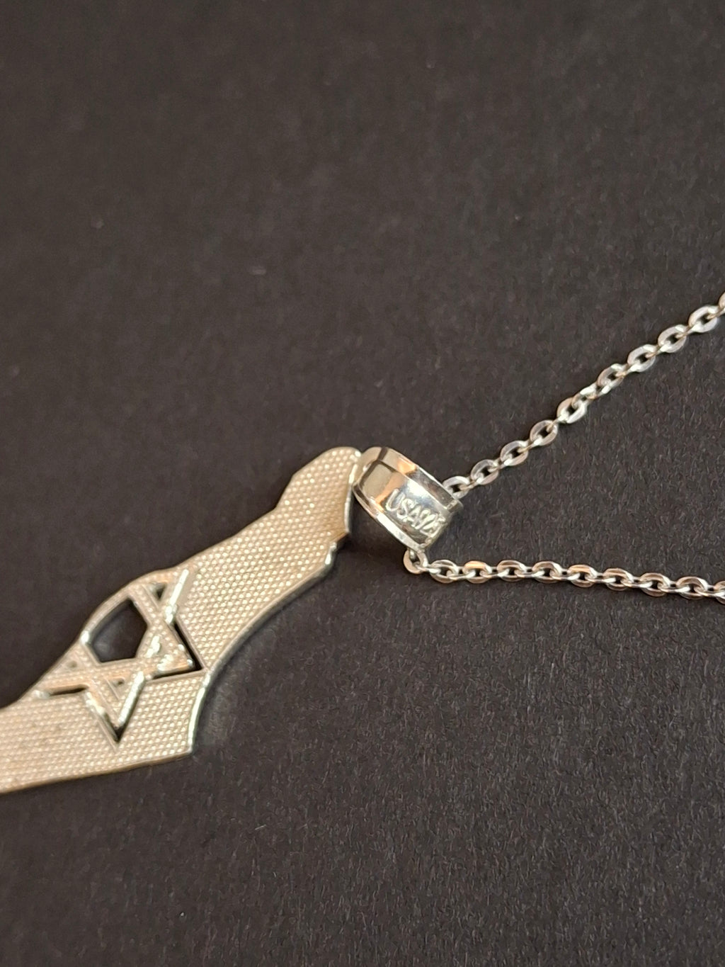 Sterling Silver Israel Map Necklace Star of David Pendant USA 925 - Solidarity Gift