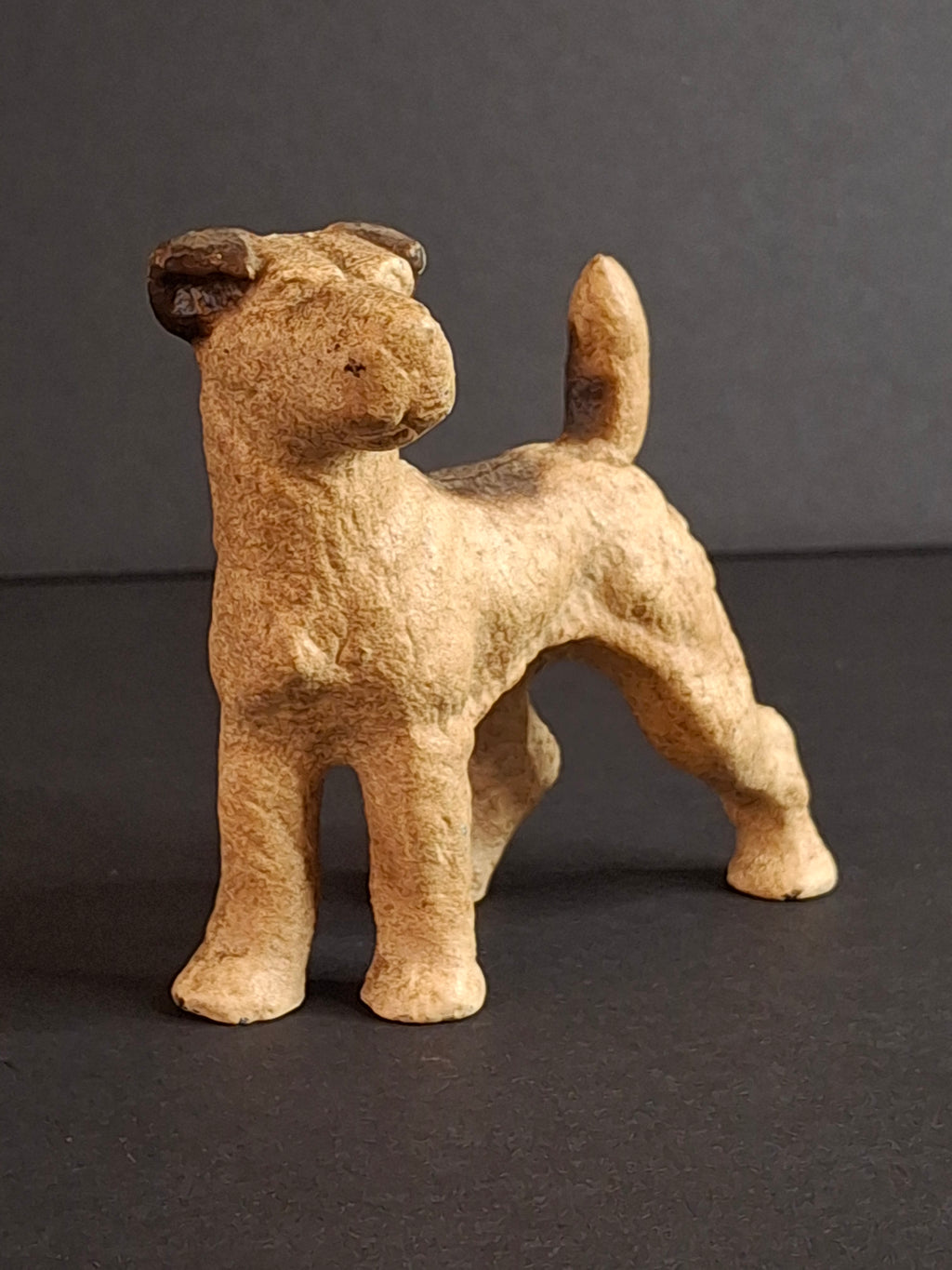 Antique Hubley Cast Iron Airedale Terrier Puppy Dog Figurine Paperweight Orig Paint