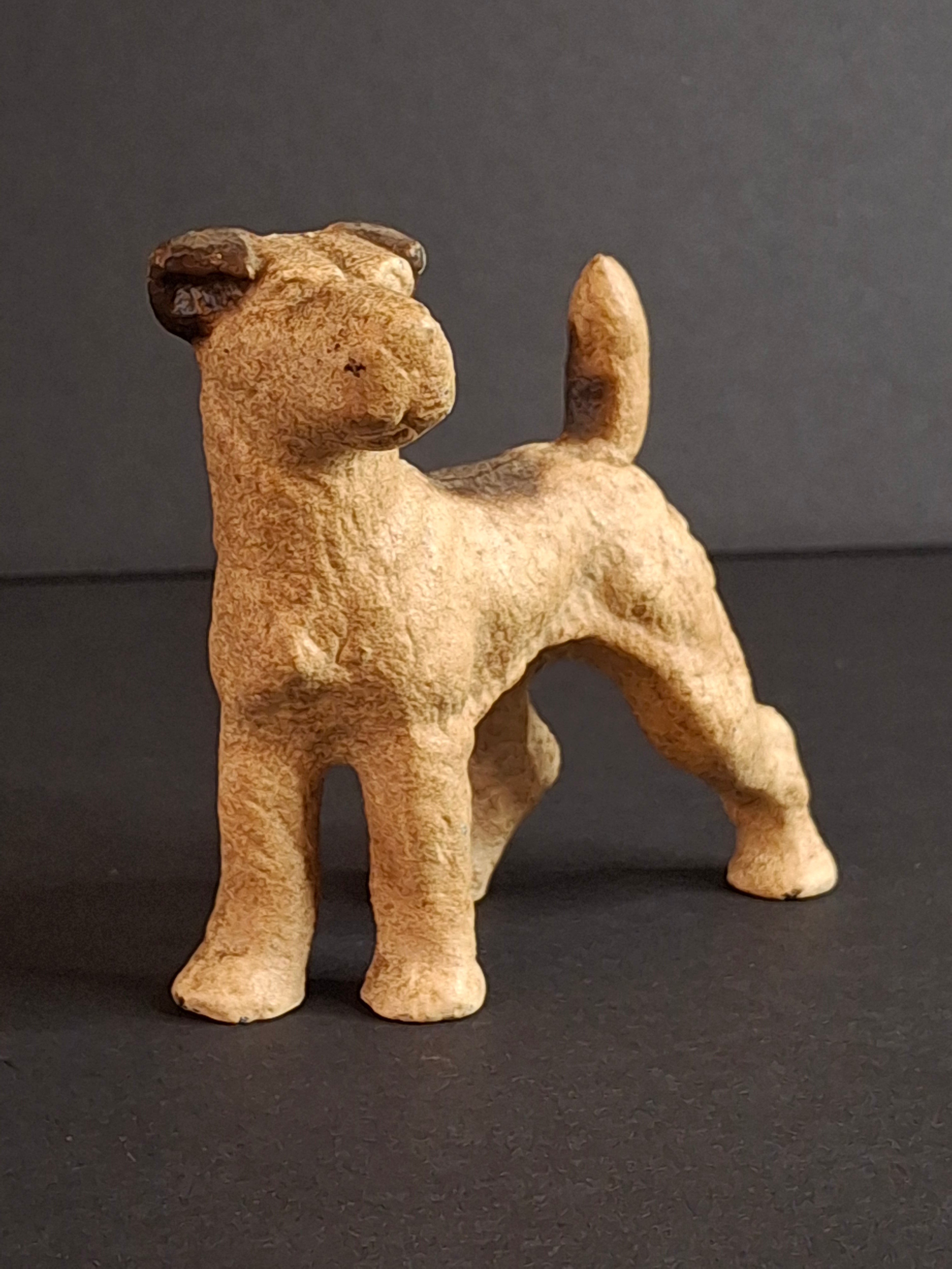Antique Hubley Cast Iron Airedale Terrier Puppy Dog Figurine Paperweight Orig Paint