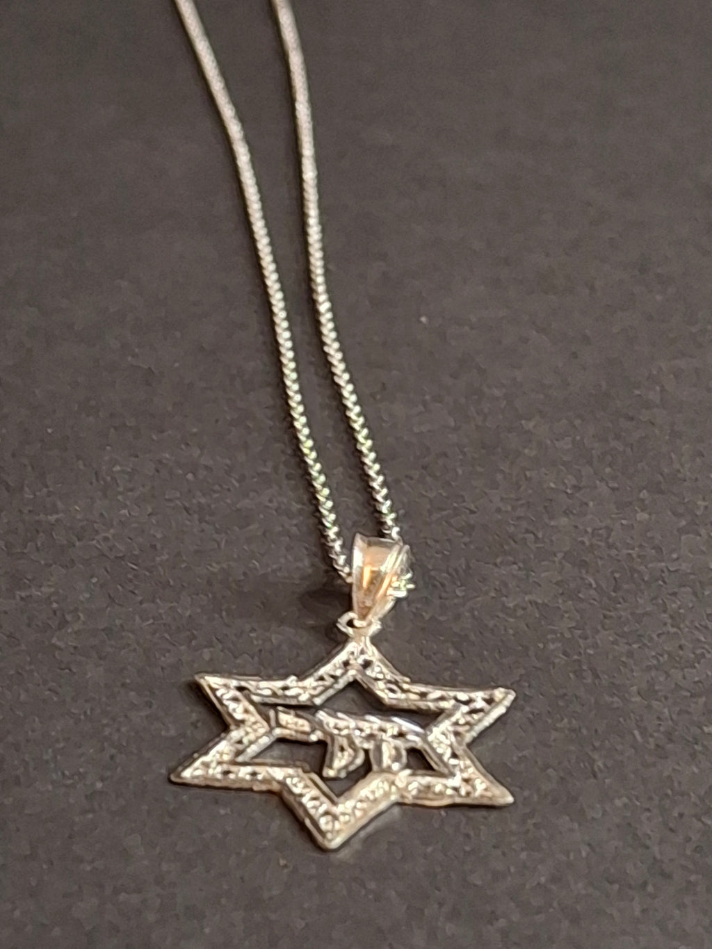 Vintage Sterling Silver Star of David Chai Pendant Necklace 925 Filigree Israel 18"