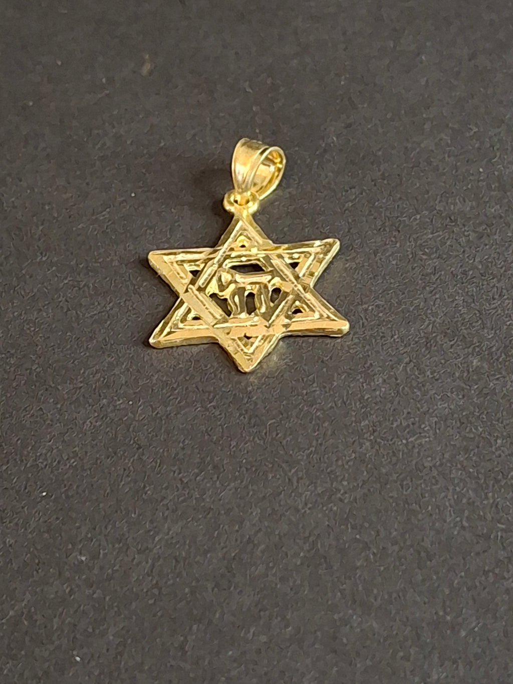 Vtg Sterling Silver Gold Tone Star of David Chai Pendant Nugget Back 925 Judaica