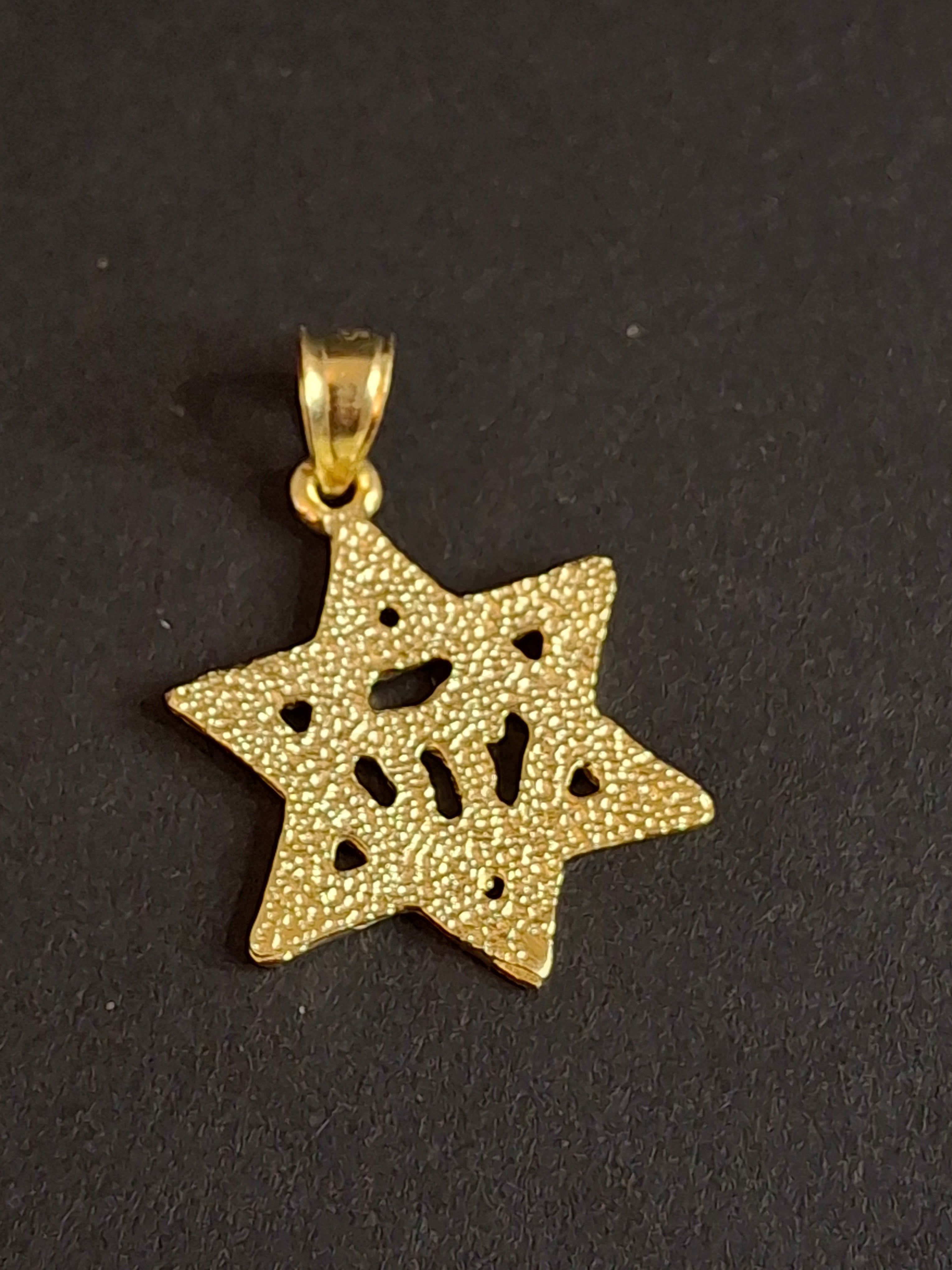 Vtg Sterling Silver Gold Tone Star of David Chai Pendant Nugget Back 925 Judaica