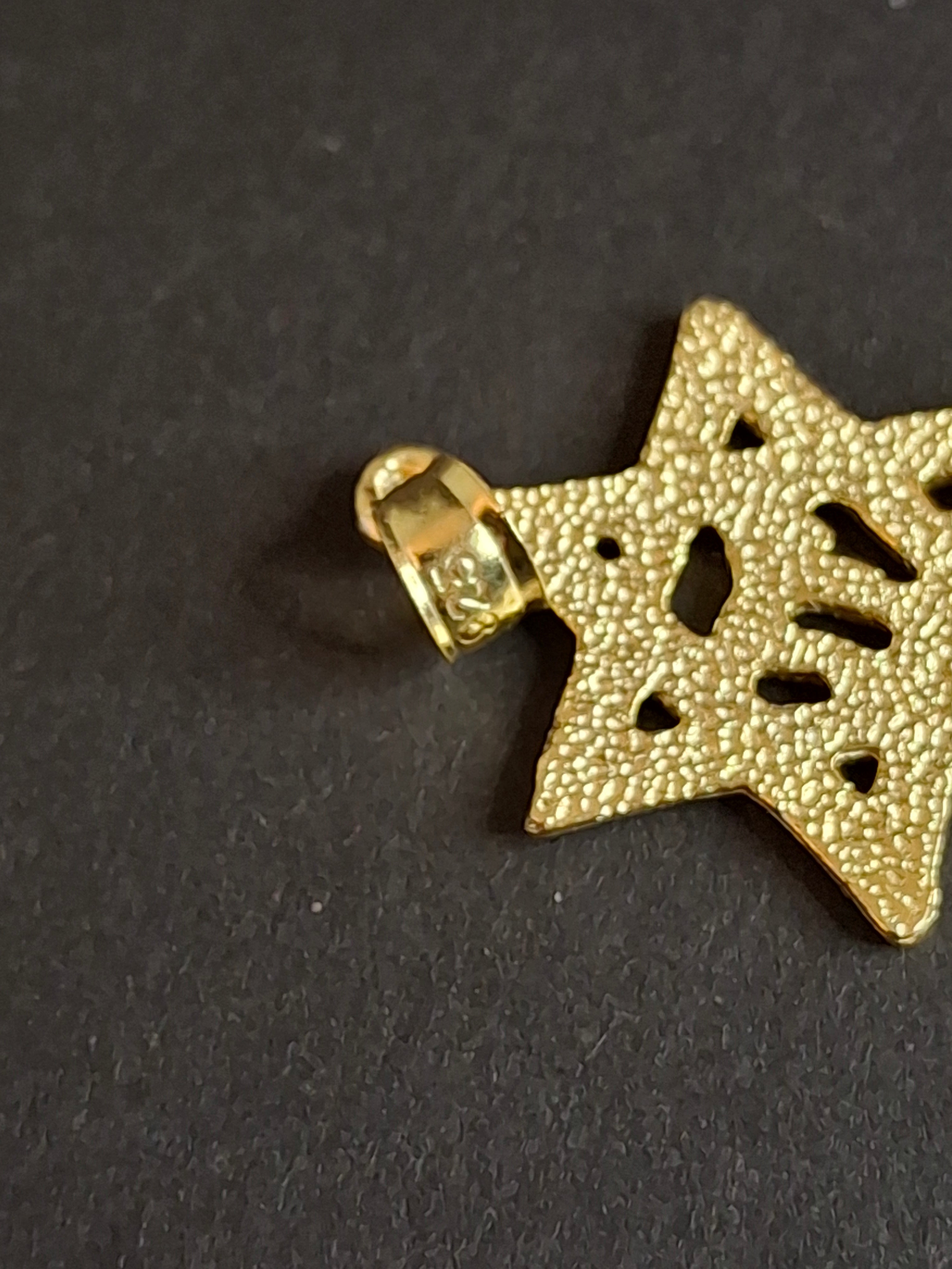 Vtg Sterling Silver Gold Tone Star of David Chai Pendant Nugget Back 925 Judaica