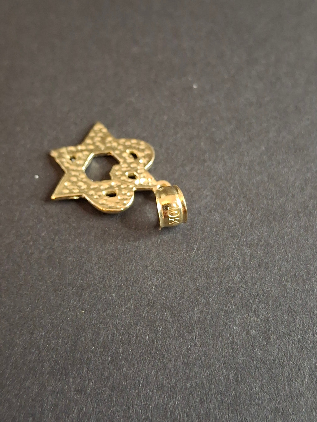 10K Yellow Gold Star of David Heart Pendant Diamond-Cut Vintage Judaica 1.2g