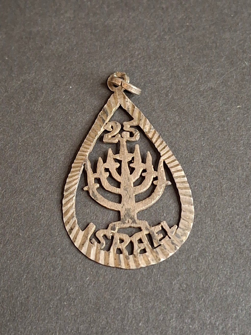 Vintage Israel 25th Anniversary Menorah Pendant Sterling Silver 925 Israel 1973