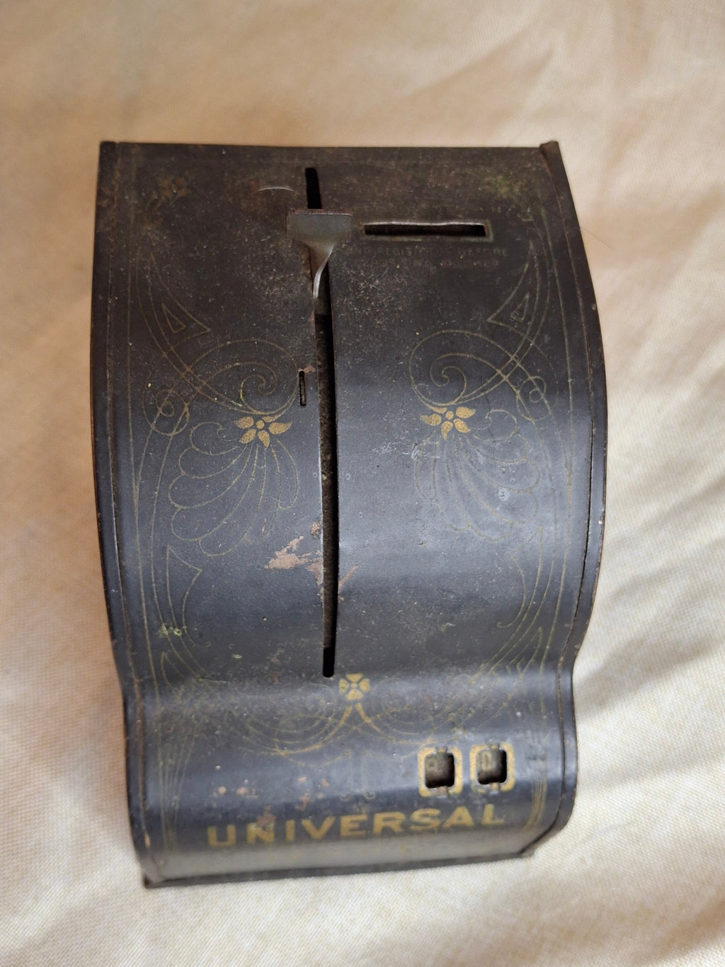 Antique 1905 Universal 3-Coin Registering Bank Chas W Shonk Chicago Tin Litho