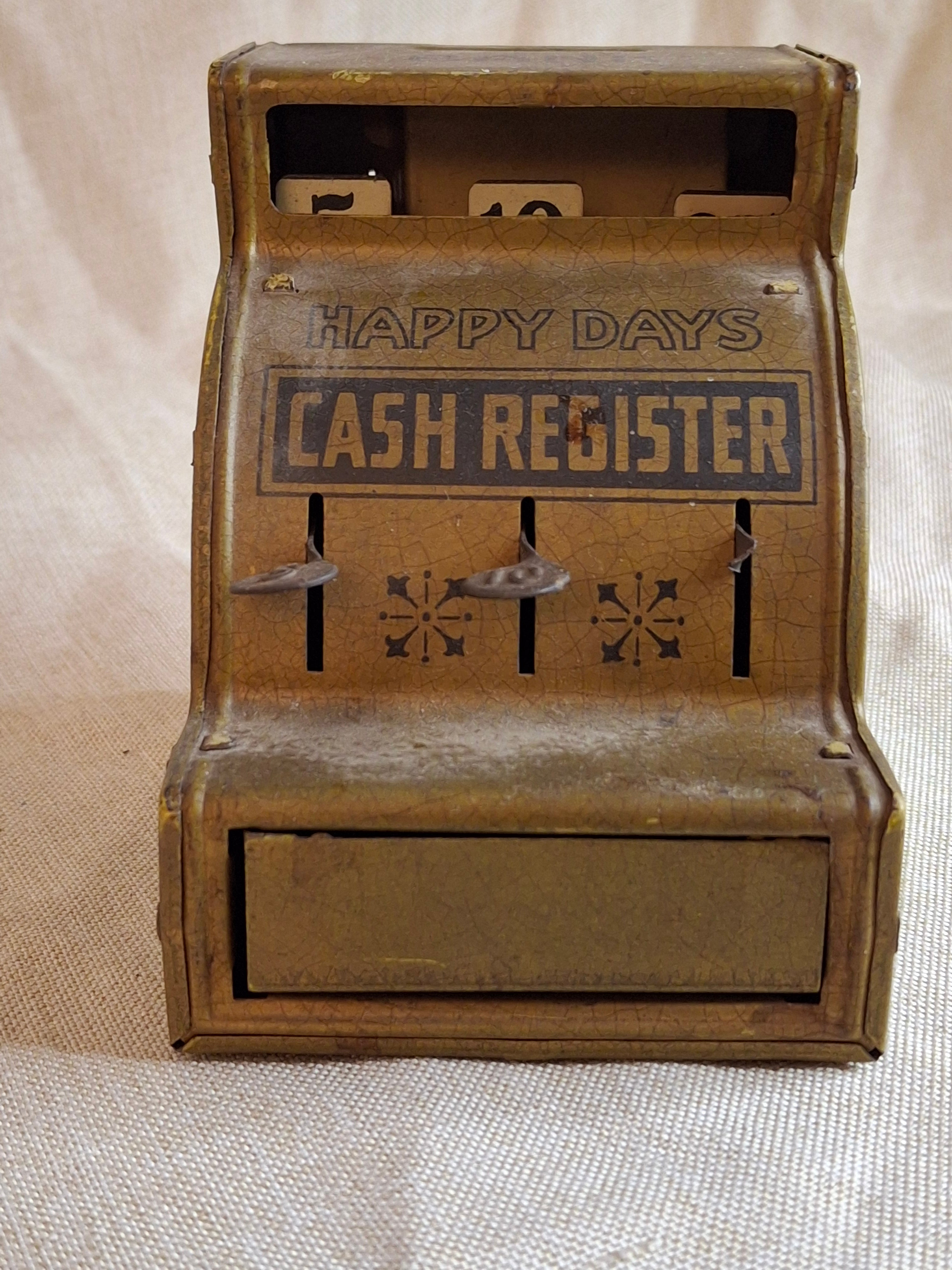 Vintage J. Chein "Happy Days" Tin Litho Cash Register Bank - 1930s Working Toy