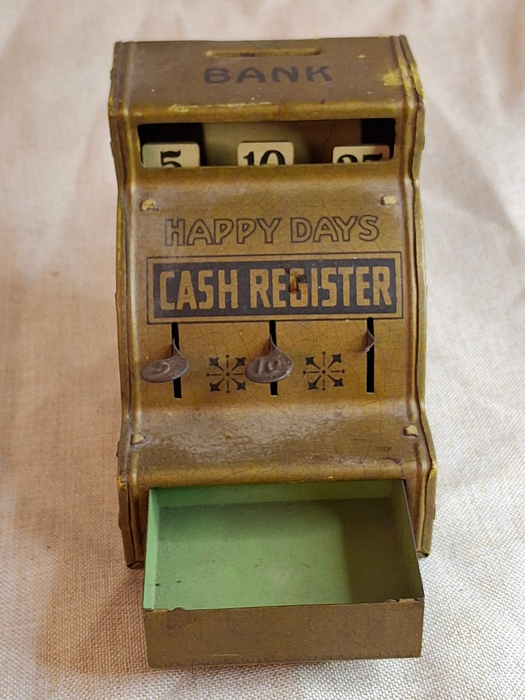 Vintage J. Chein "Happy Days" Tin Litho Cash Register Bank - 1930s Working Toy