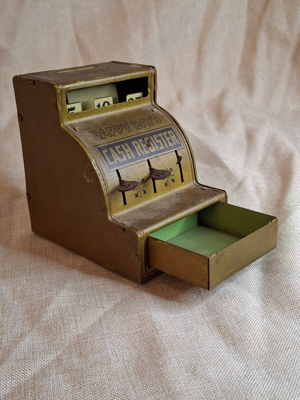 Vintage J. Chein "Happy Days" Tin Litho Cash Register Bank - 1930s Working Toy