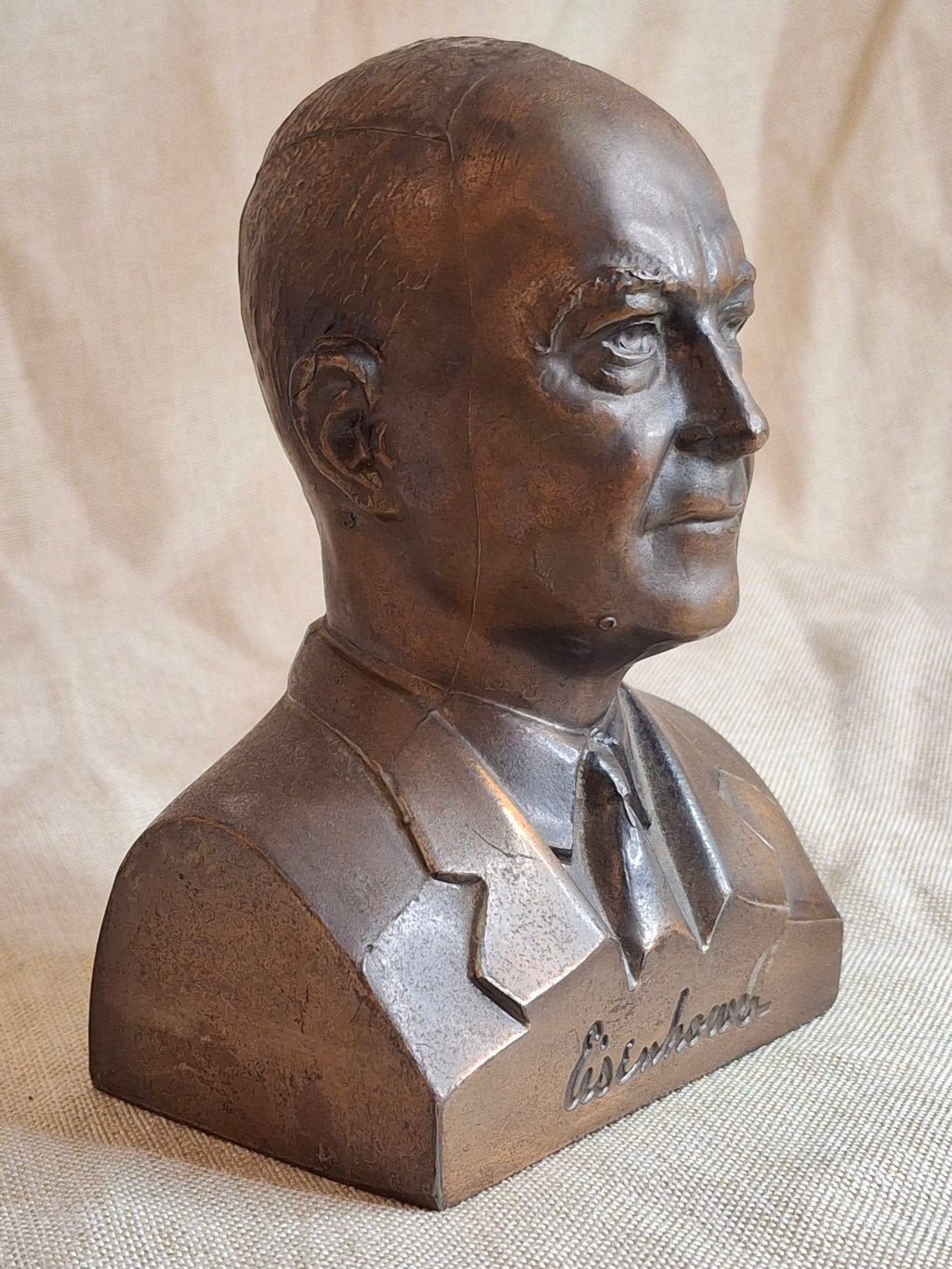 Vintage Eisenhower Banthrico Metal Bank Union Trust Co Concord NH Bust Statue