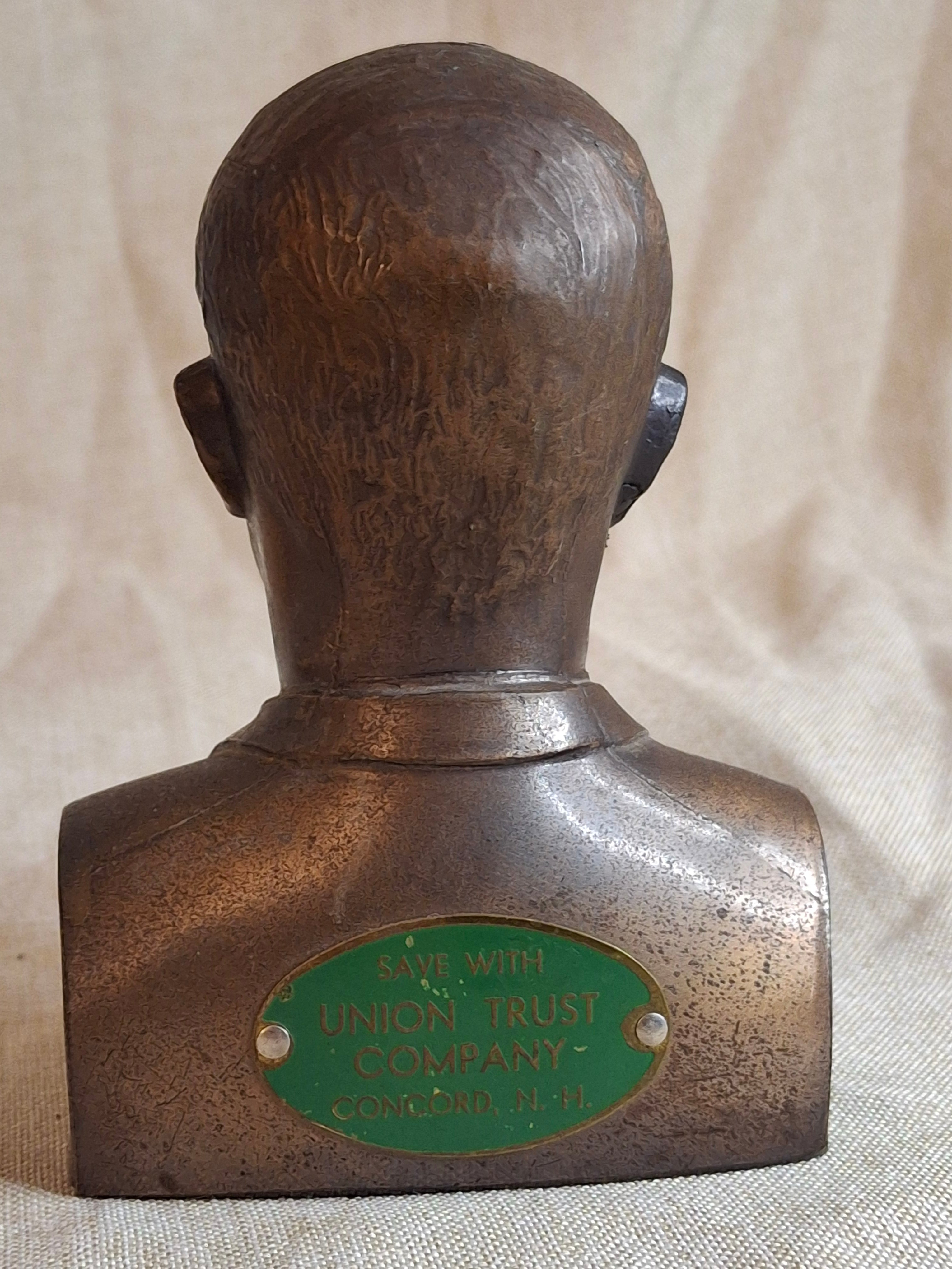 Vintage Eisenhower Banthrico Metal Bank Union Trust Co Concord NH Bust Statue