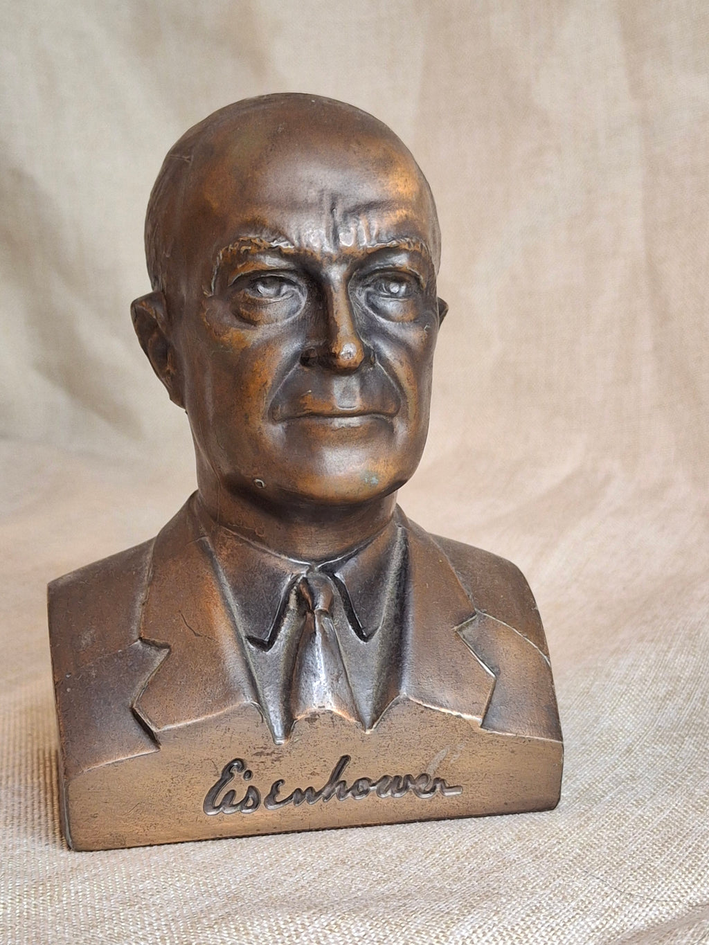 Vintage Eisenhower Banthrico Metal Bank Union Trust Co Concord NH Bust Statue