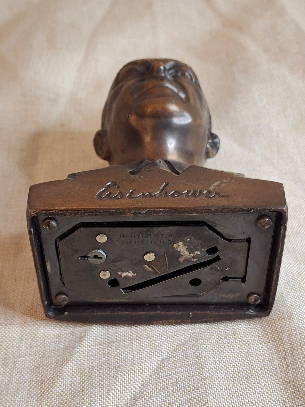 Vintage Eisenhower Banthrico Metal Bank Union Trust Co Concord NH Bust Statue