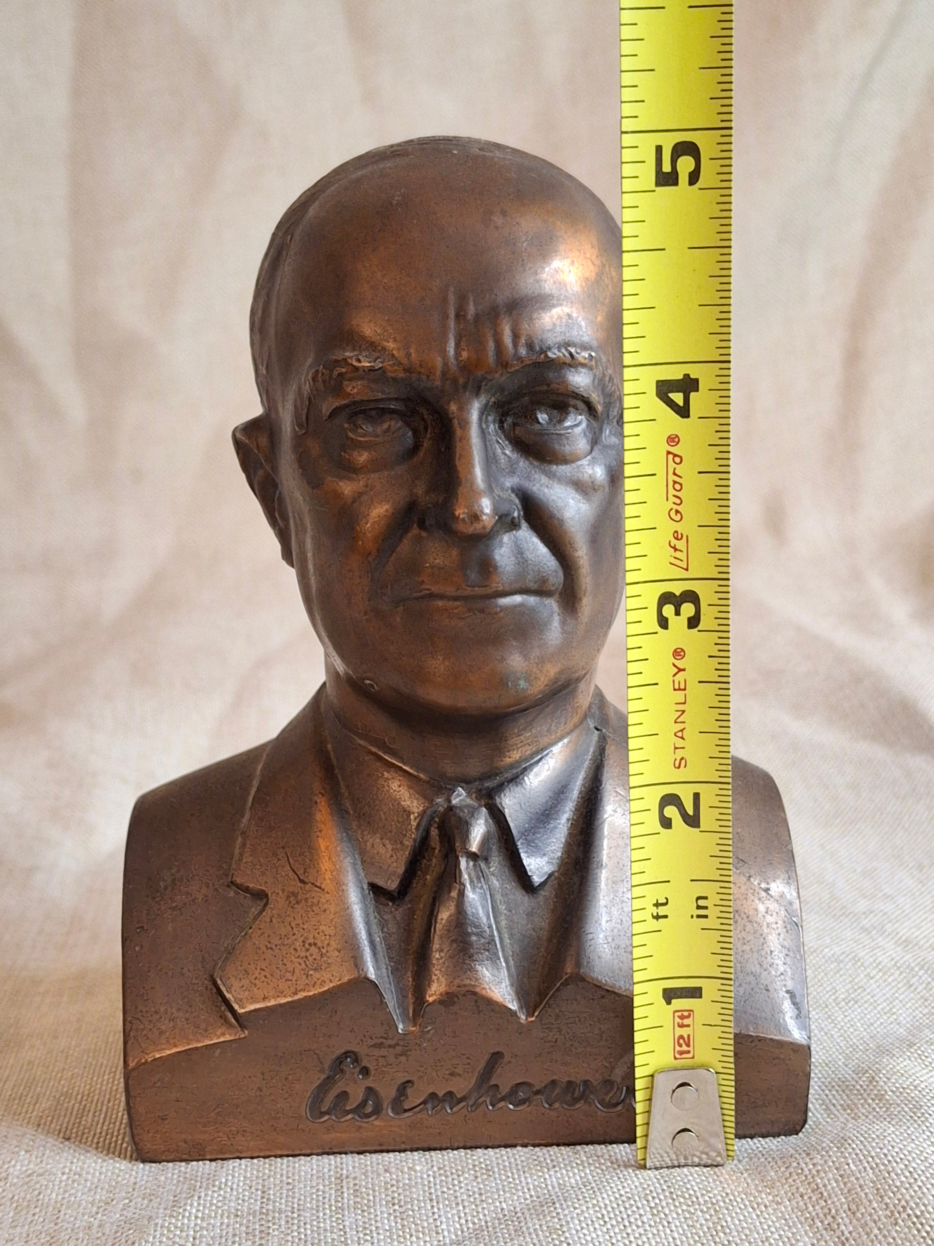 Vintage Eisenhower Banthrico Metal Bank Union Trust Co Concord NH Bust Statue