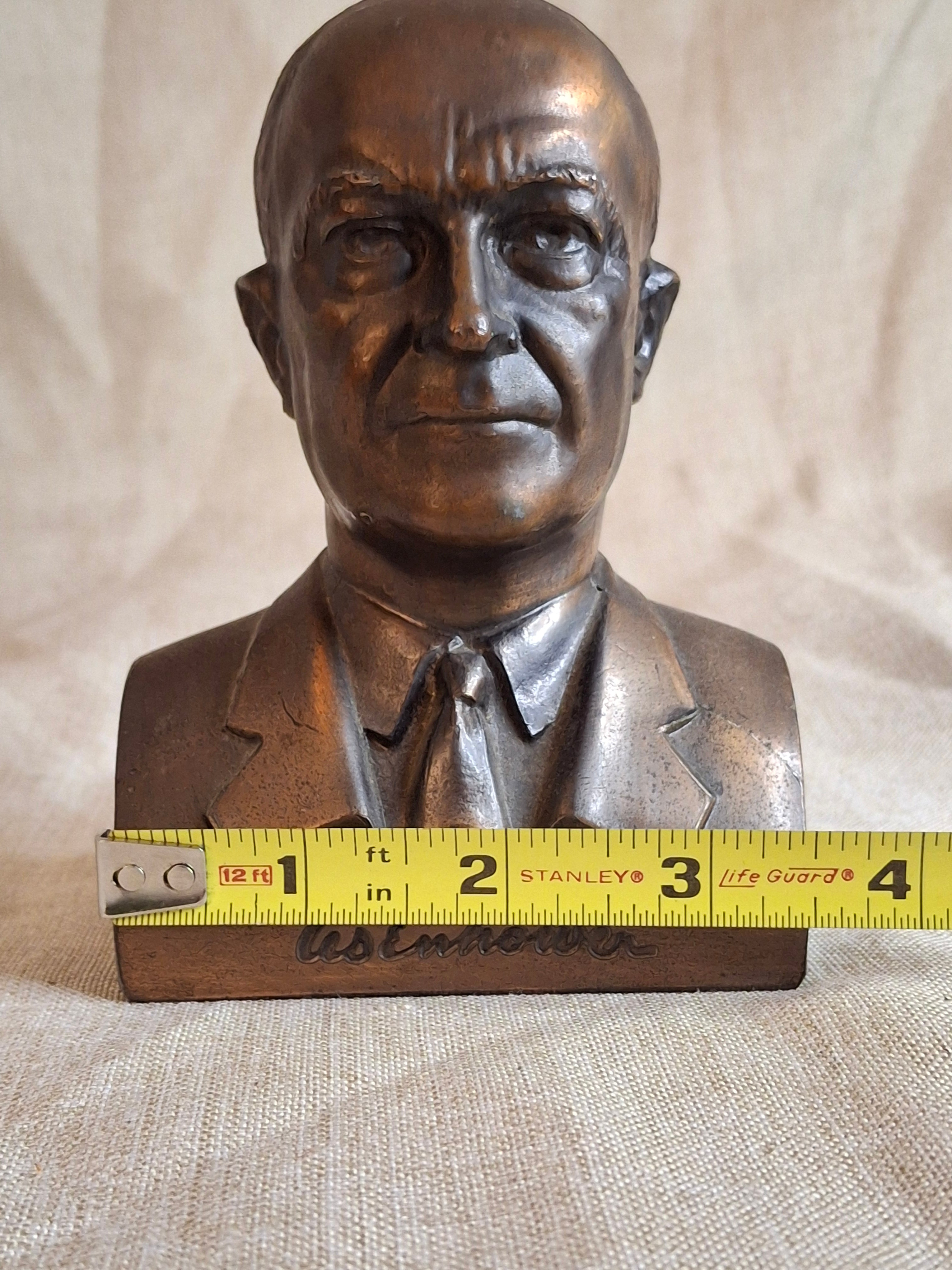 Vintage Eisenhower Banthrico Metal Bank Union Trust Co Concord NH Bust Statue