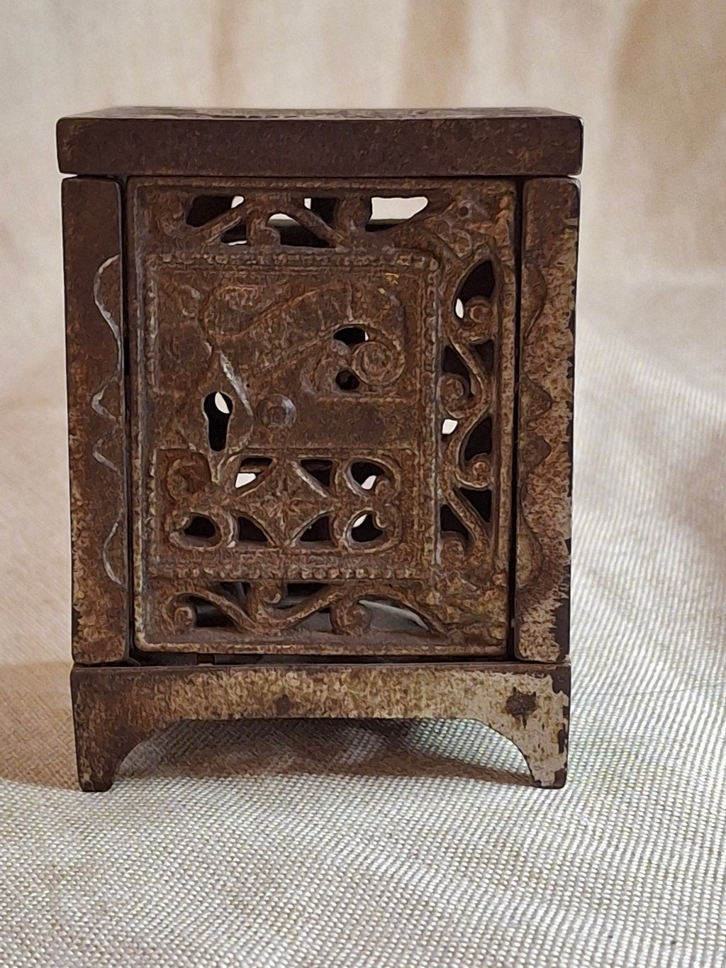 Antique J&E Stevens National Safe Cast Iron Still Bank Pat June 2 1896 Openwork