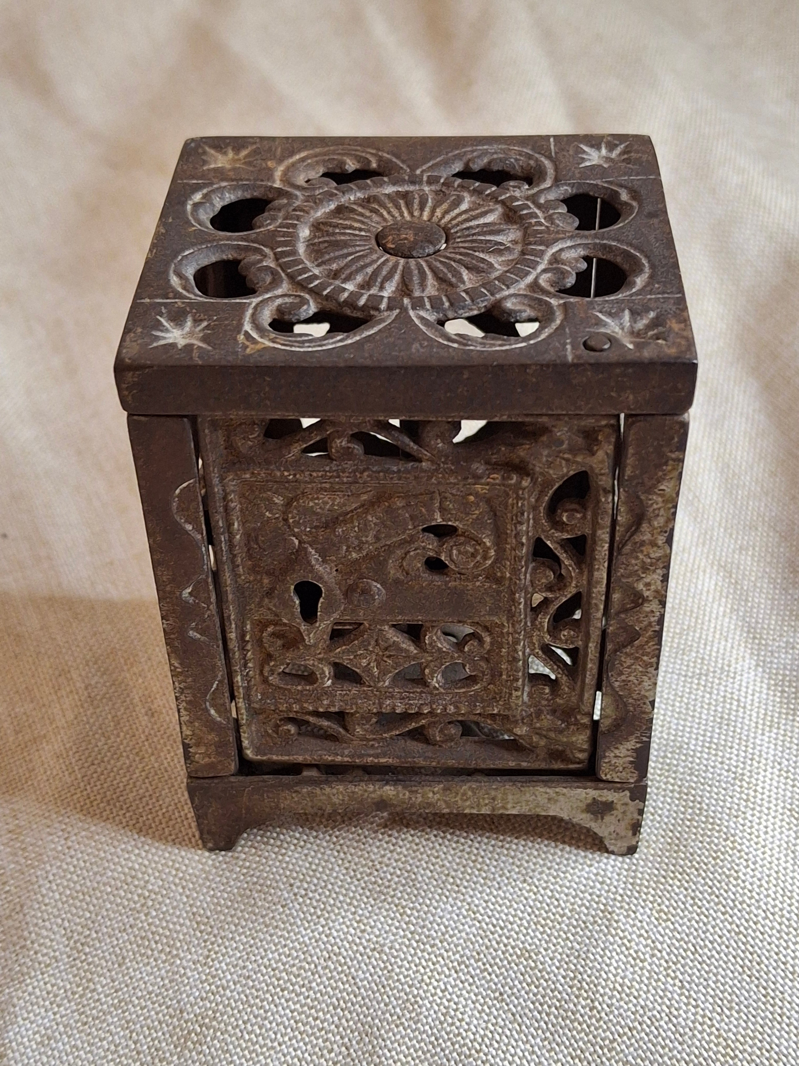 Antique J&E Stevens National Safe Cast Iron Still Bank Pat June 2 1896 Openwork