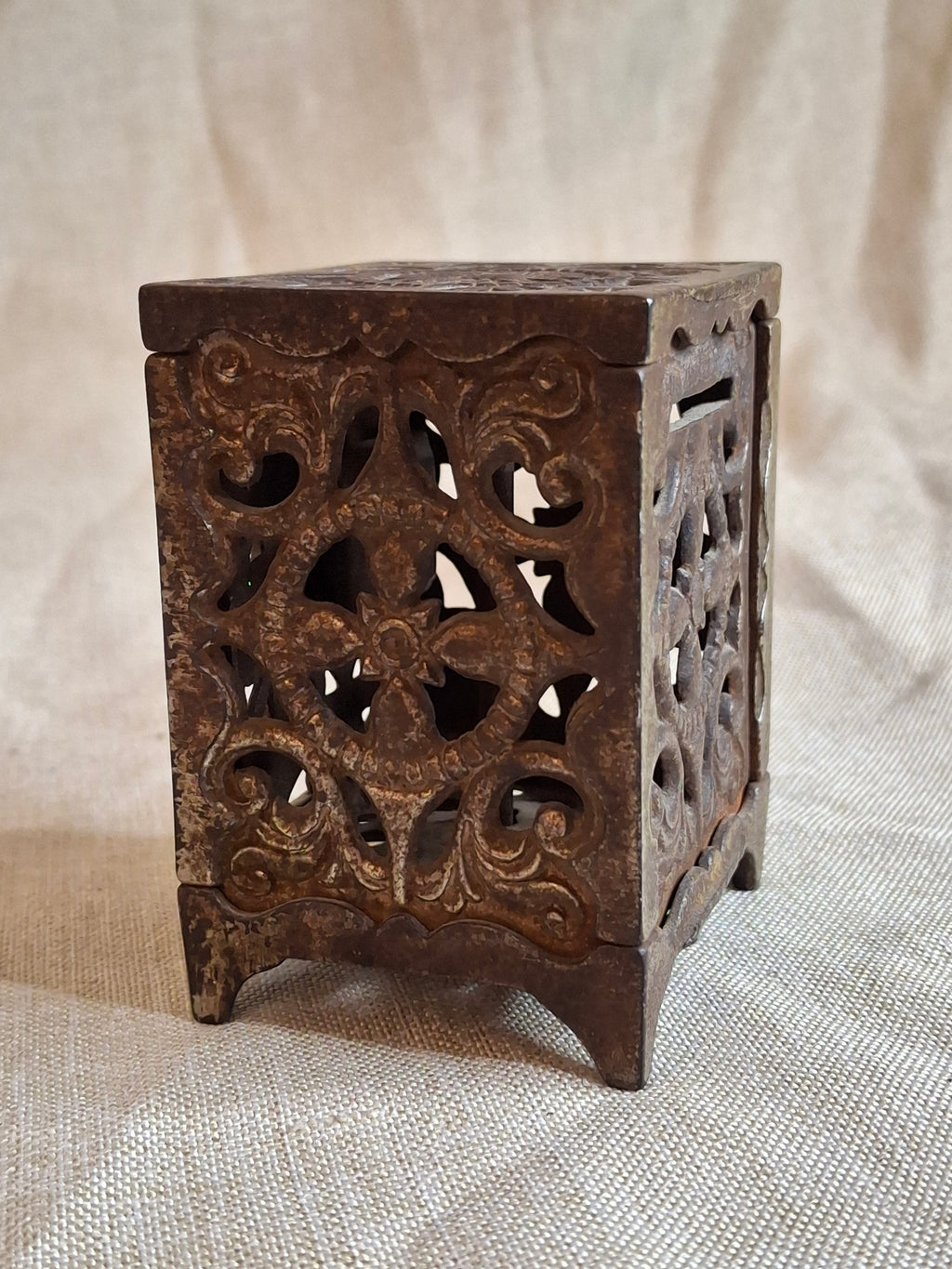 Antique J&E Stevens National Safe Cast Iron Still Bank Pat June 2 1896 Openwork