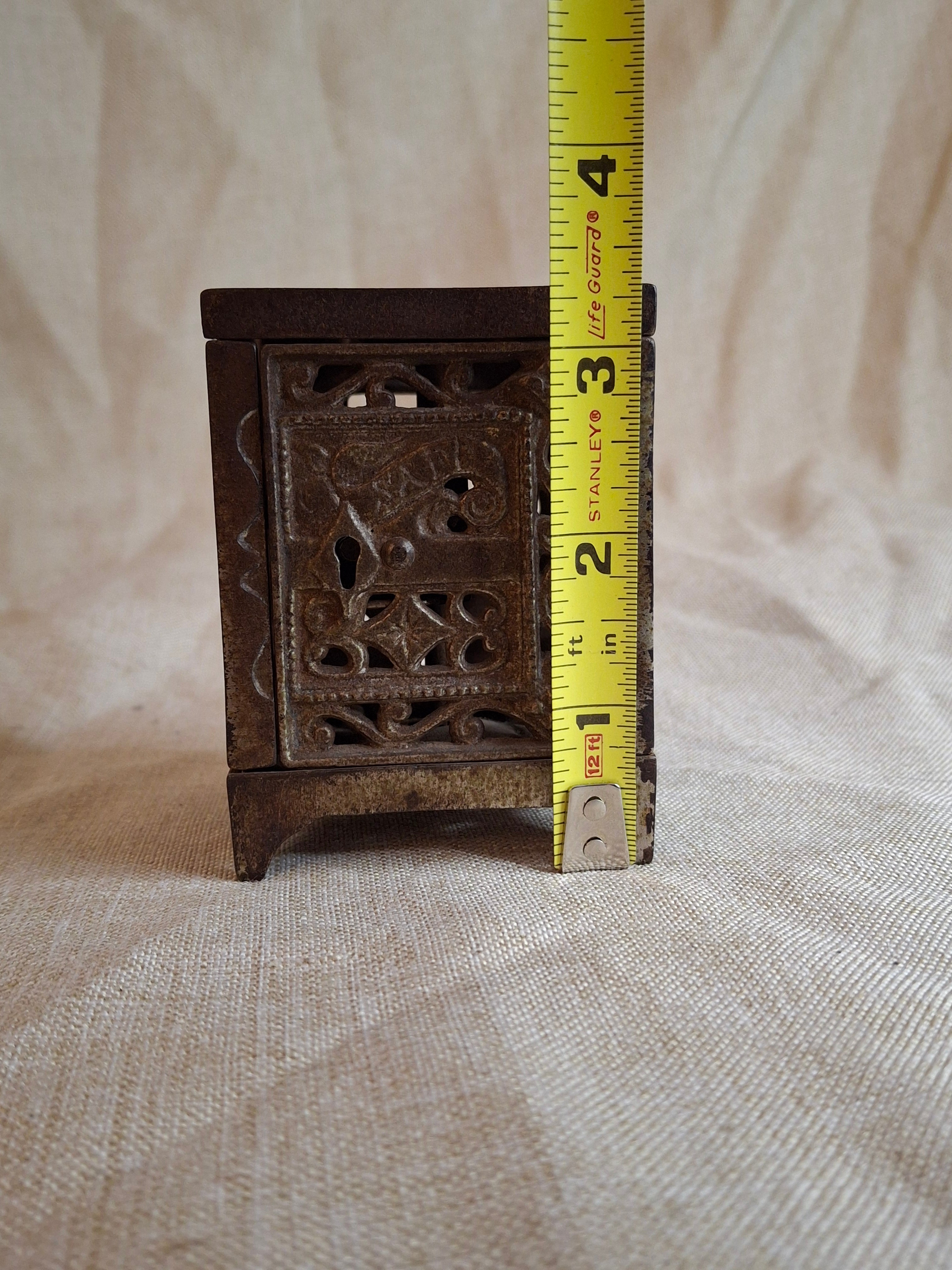 Antique J&E Stevens National Safe Cast Iron Still Bank Pat June 2 1896 Openwork