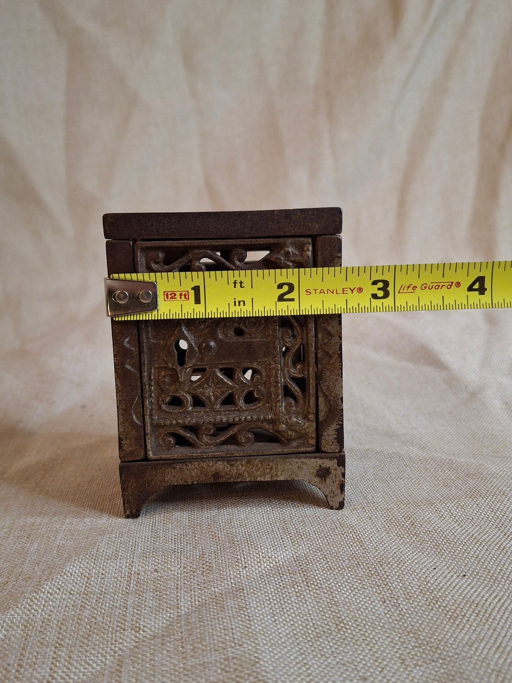 Antique J&E Stevens National Safe Cast Iron Still Bank Pat June 2 1896 Openwork