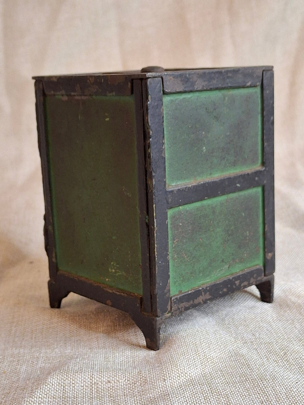 Antique J. & E. Stevens IXL Cast Iron Safe Still Bank c. 1880s - Original Green Paint