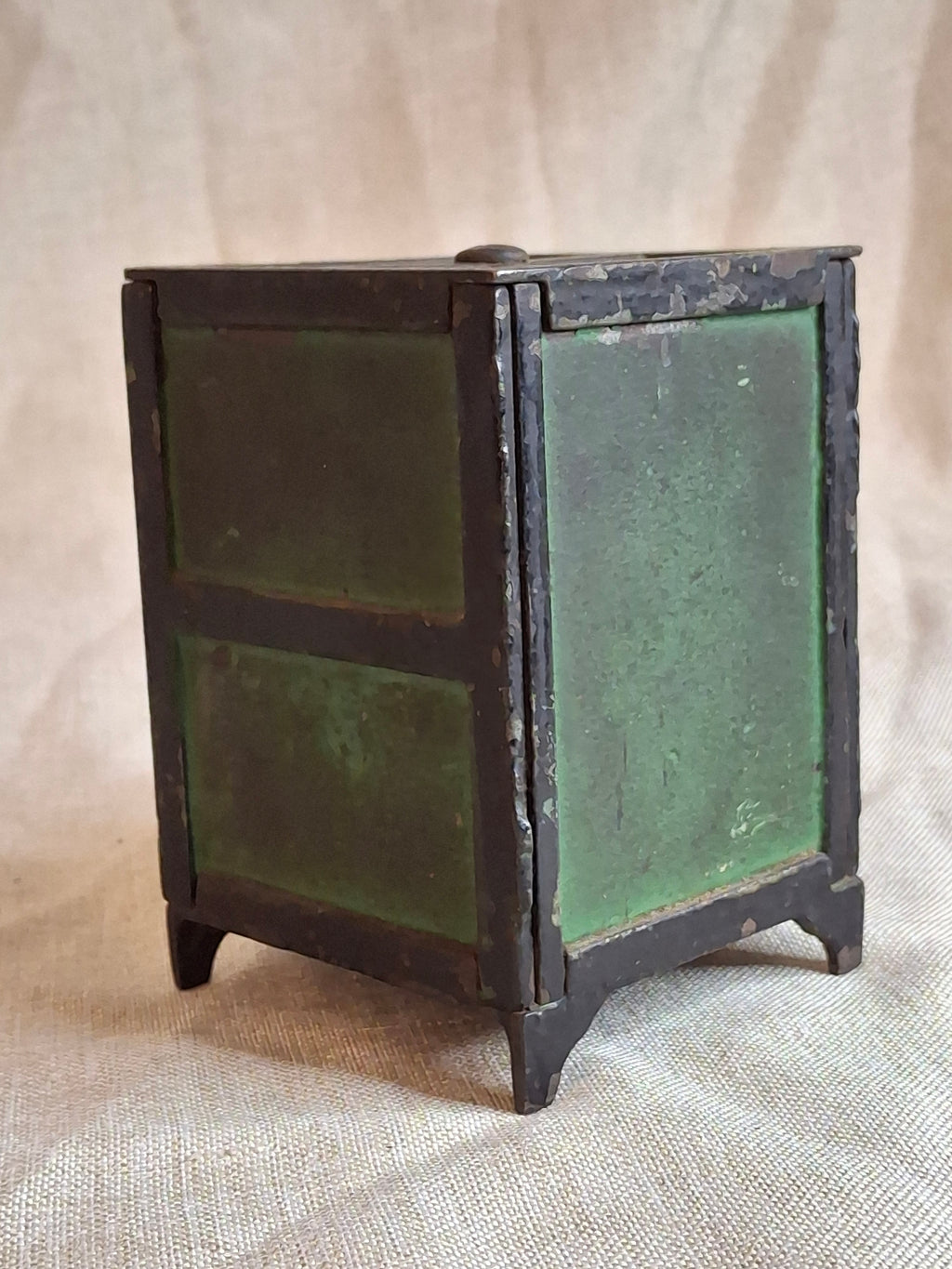 Antique J. & E. Stevens IXL Cast Iron Safe Still Bank c. 1880s - Original Green Paint