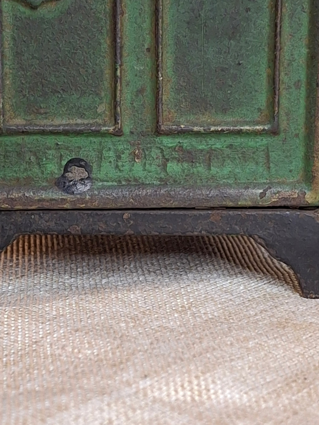 Antique J. & E. Stevens IXL Cast Iron Safe Still Bank c. 1880s - Original Green Paint