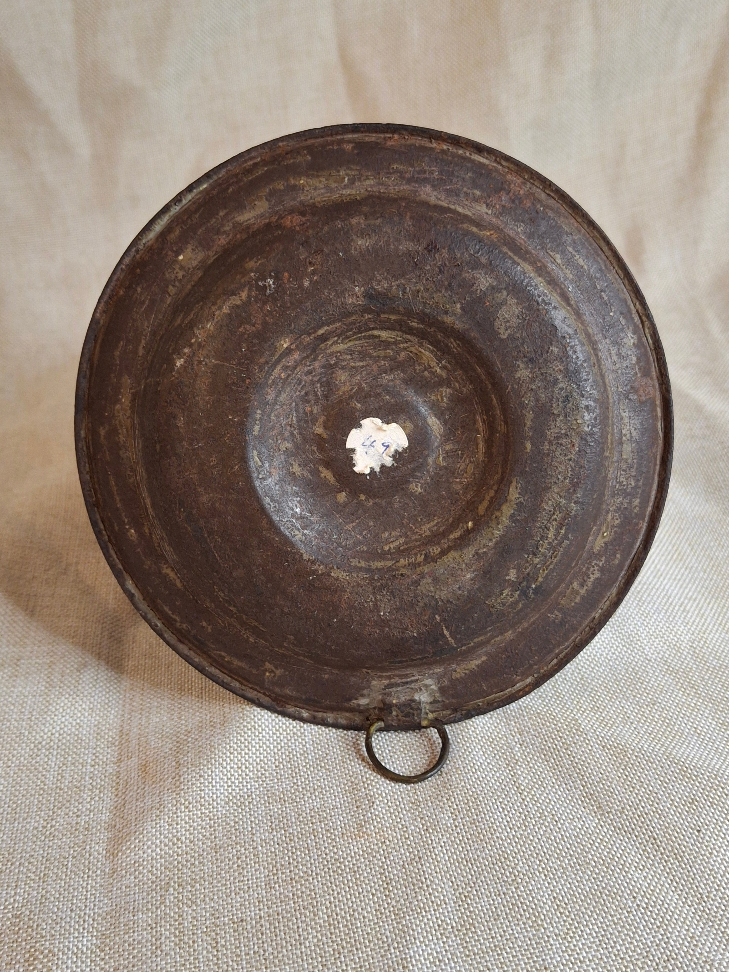 Antique 19thC Gimbaled Whale Oil Sparking Lamp - Tin & Cast Iron - Double Wick Burner