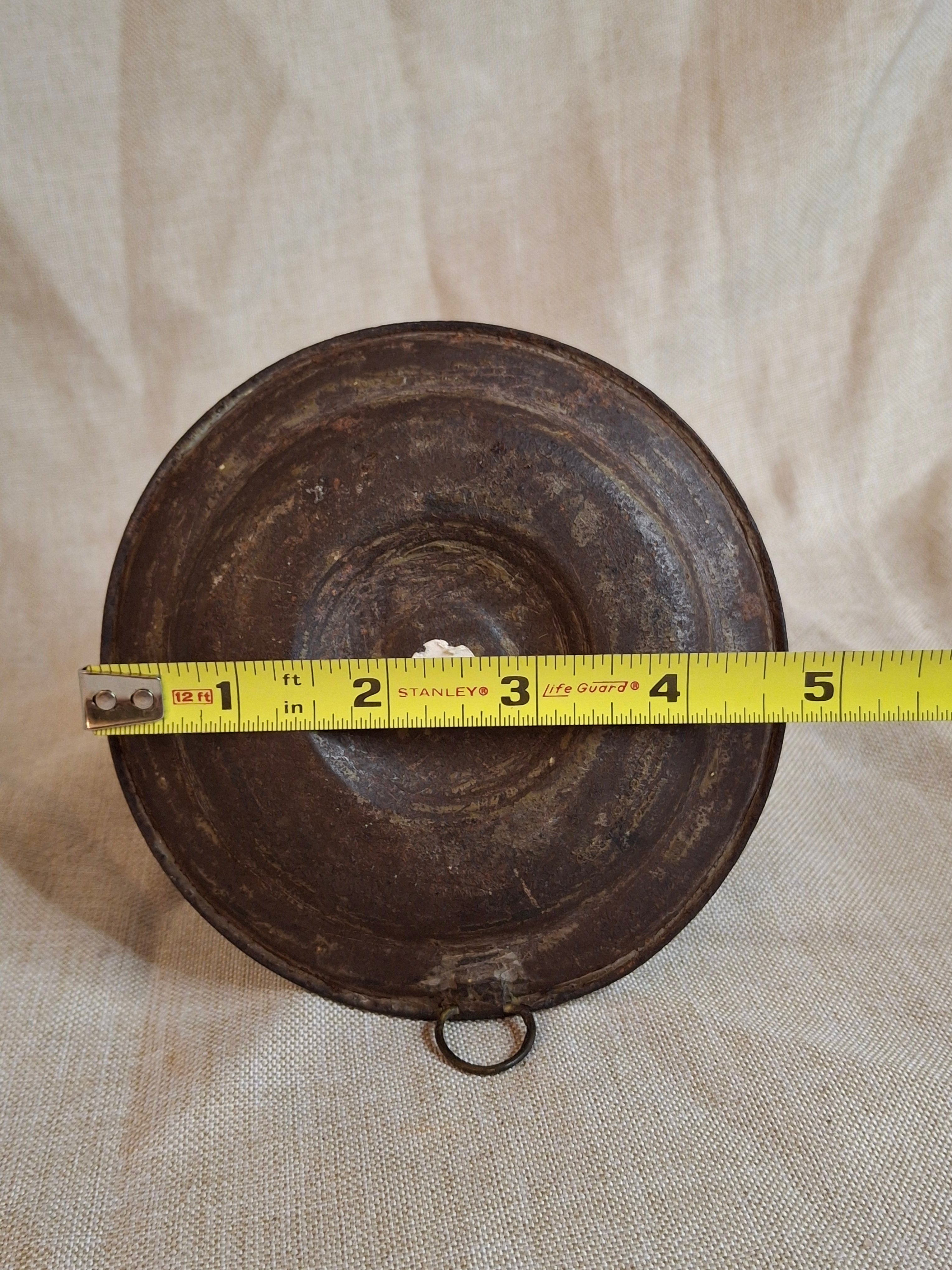 Antique 19thC Gimbaled Whale Oil Sparking Lamp - Tin & Cast Iron - Double Wick Burner