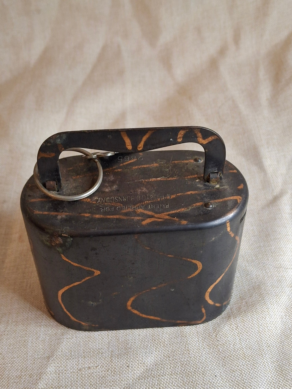 Antique Rare 1905 W.F. Burns Steel Private Banker Plate Marbled Striations with KEY