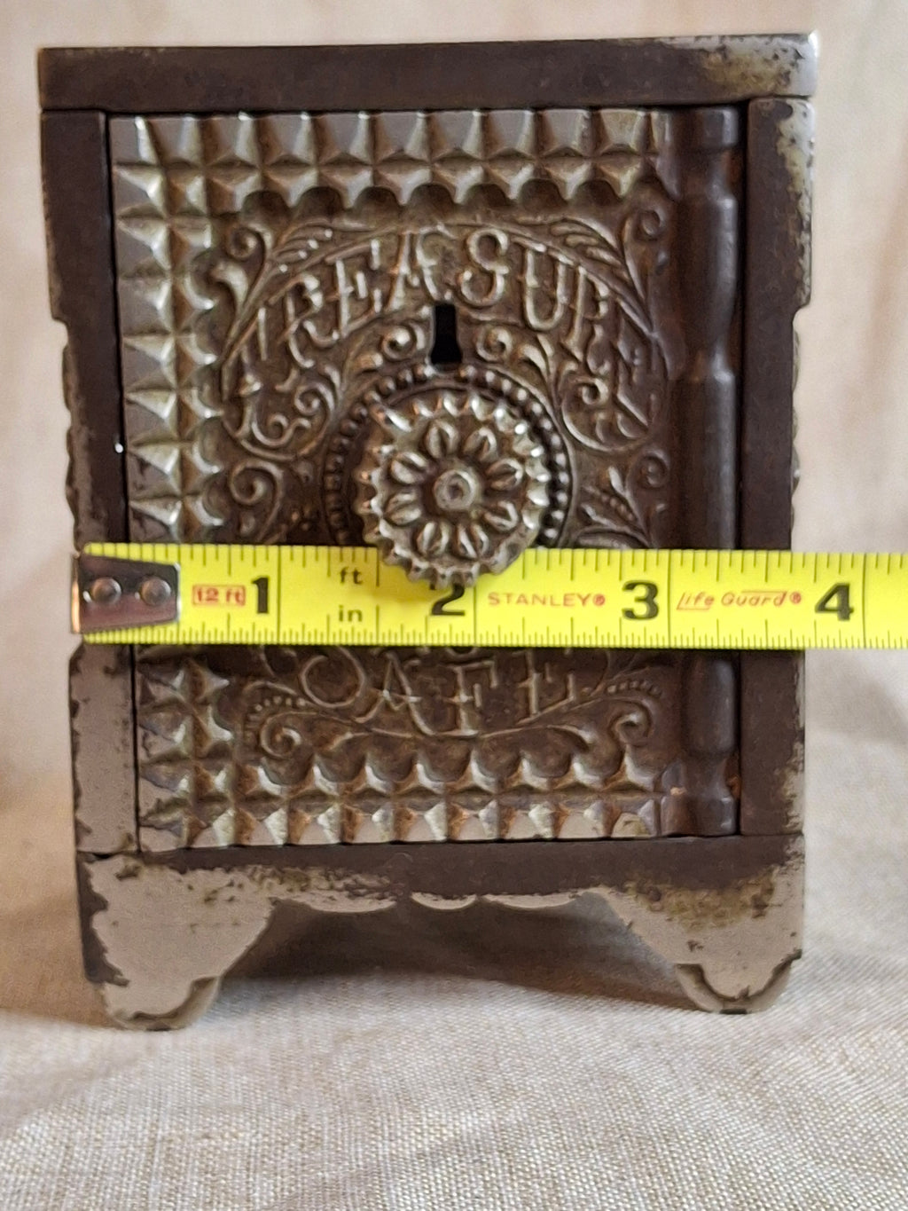 Lrg Antique J.E. STEVENS Cast Iron TREASURE SAFE Bank No. 45 Patd 1897 Cromwell CT