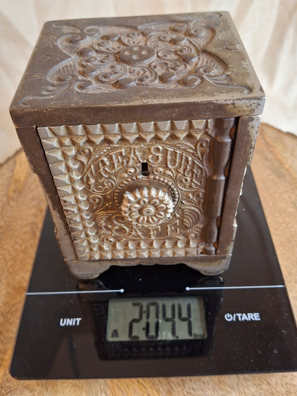 Lrg Antique J.E. STEVENS Cast Iron TREASURE SAFE Bank No. 45 Patd 1897 Cromwell CT