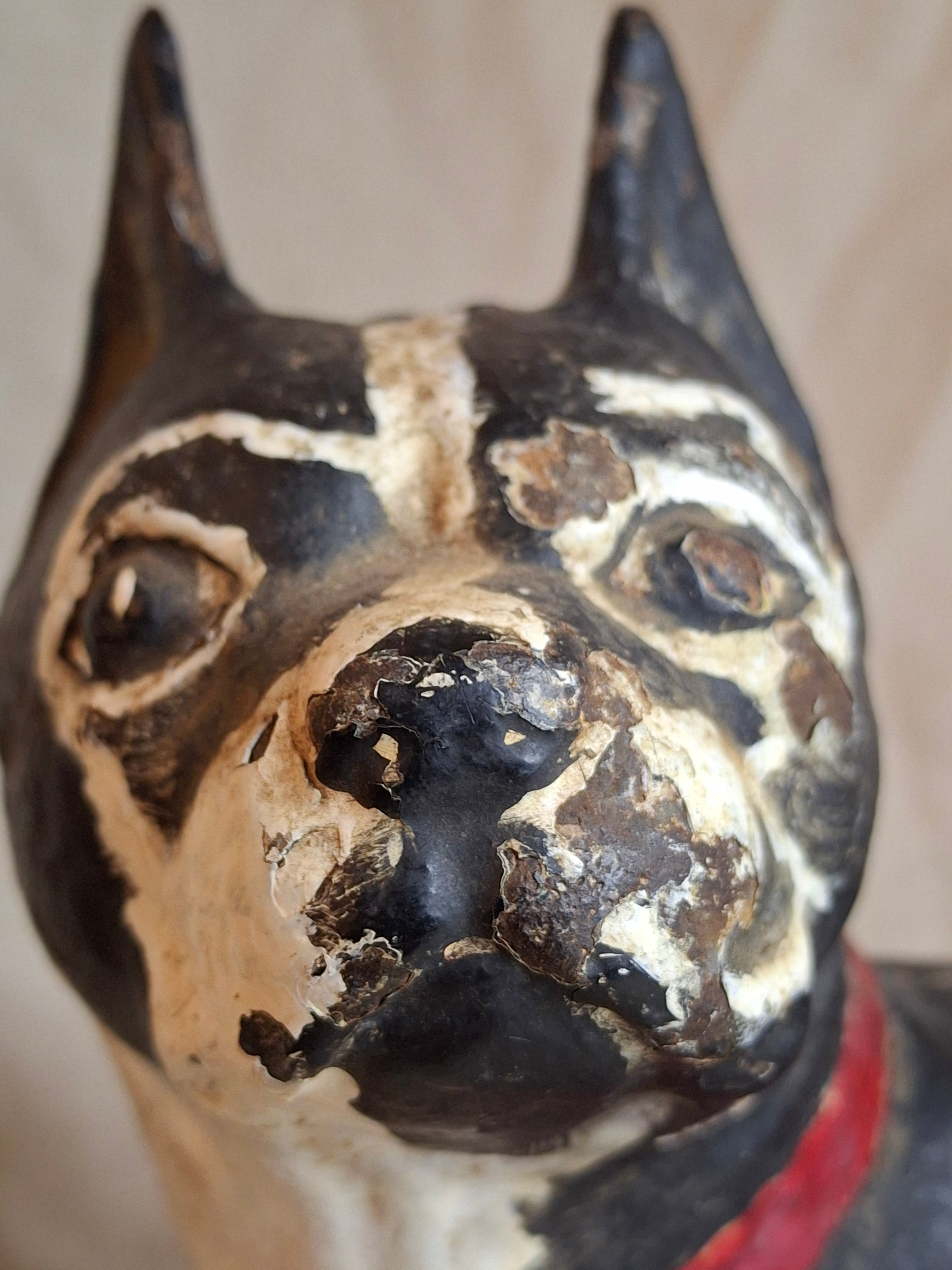 Antique National Foundry Cast Iron Boston Terrier Dog Doorstop Left Facing #149 C. 1920s