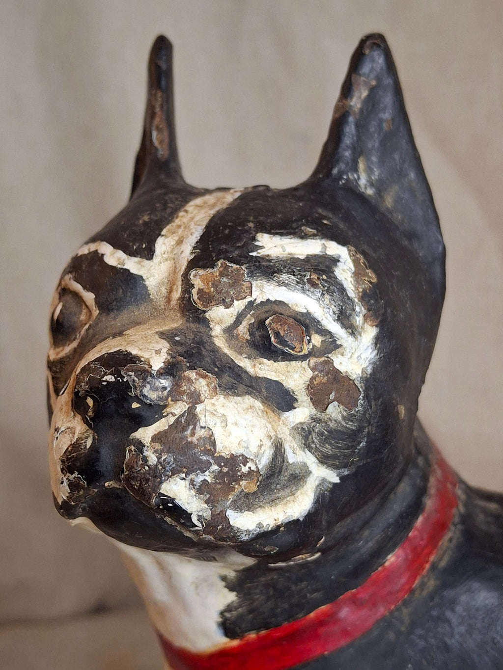 Antique National Foundry Cast Iron Boston Terrier Dog Doorstop Left Facing #149 C. 1920s