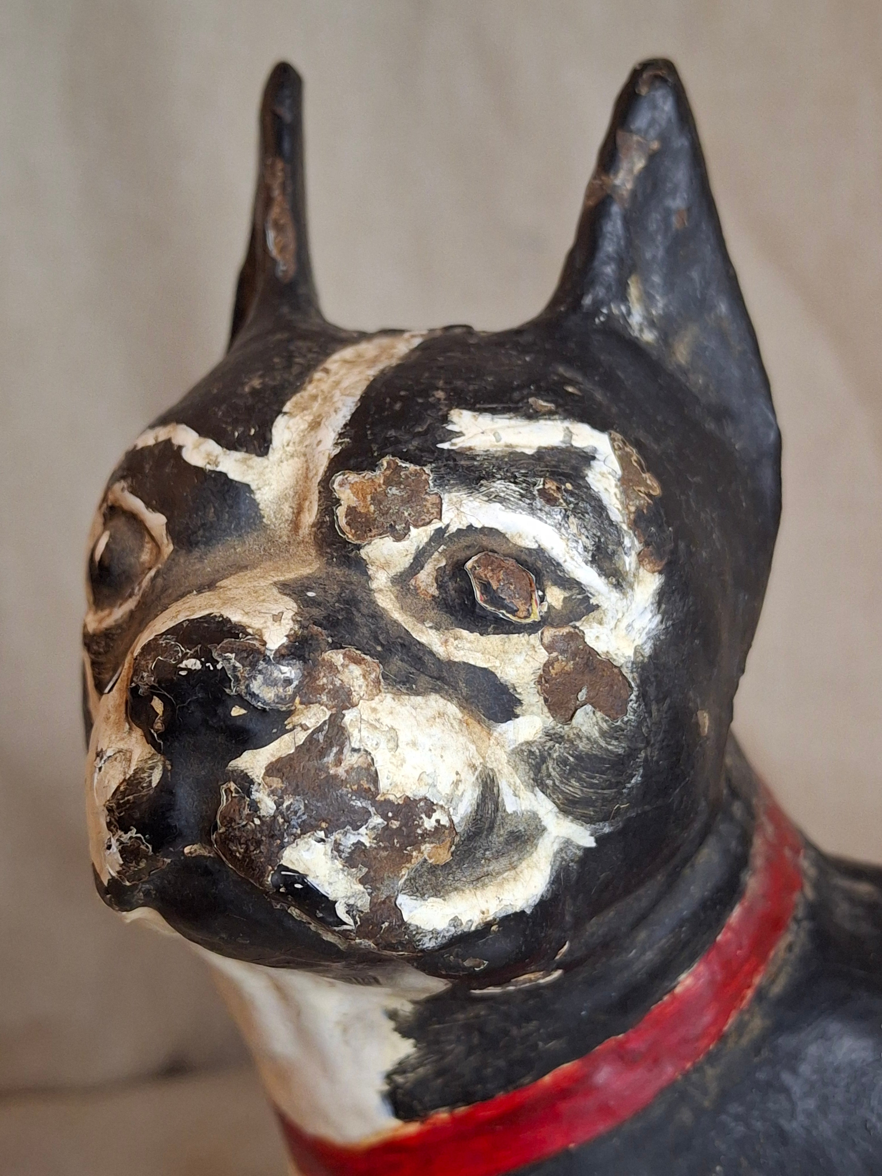 Antique National Foundry Cast Iron Boston Terrier Dog Doorstop Left Facing #149 C. 1920s