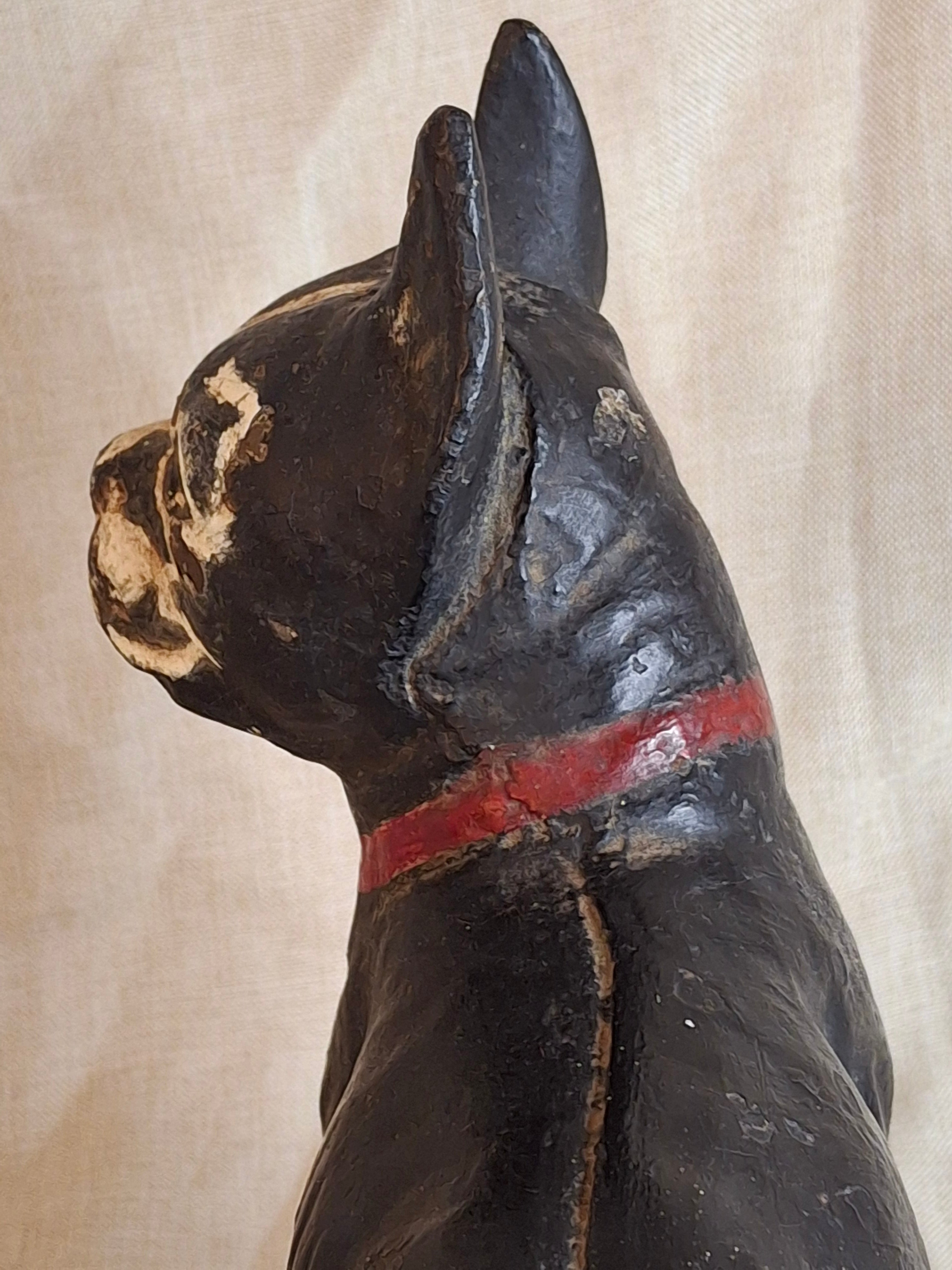 Antique National Foundry Cast Iron Boston Terrier Dog Doorstop Left Facing #149 C. 1920s