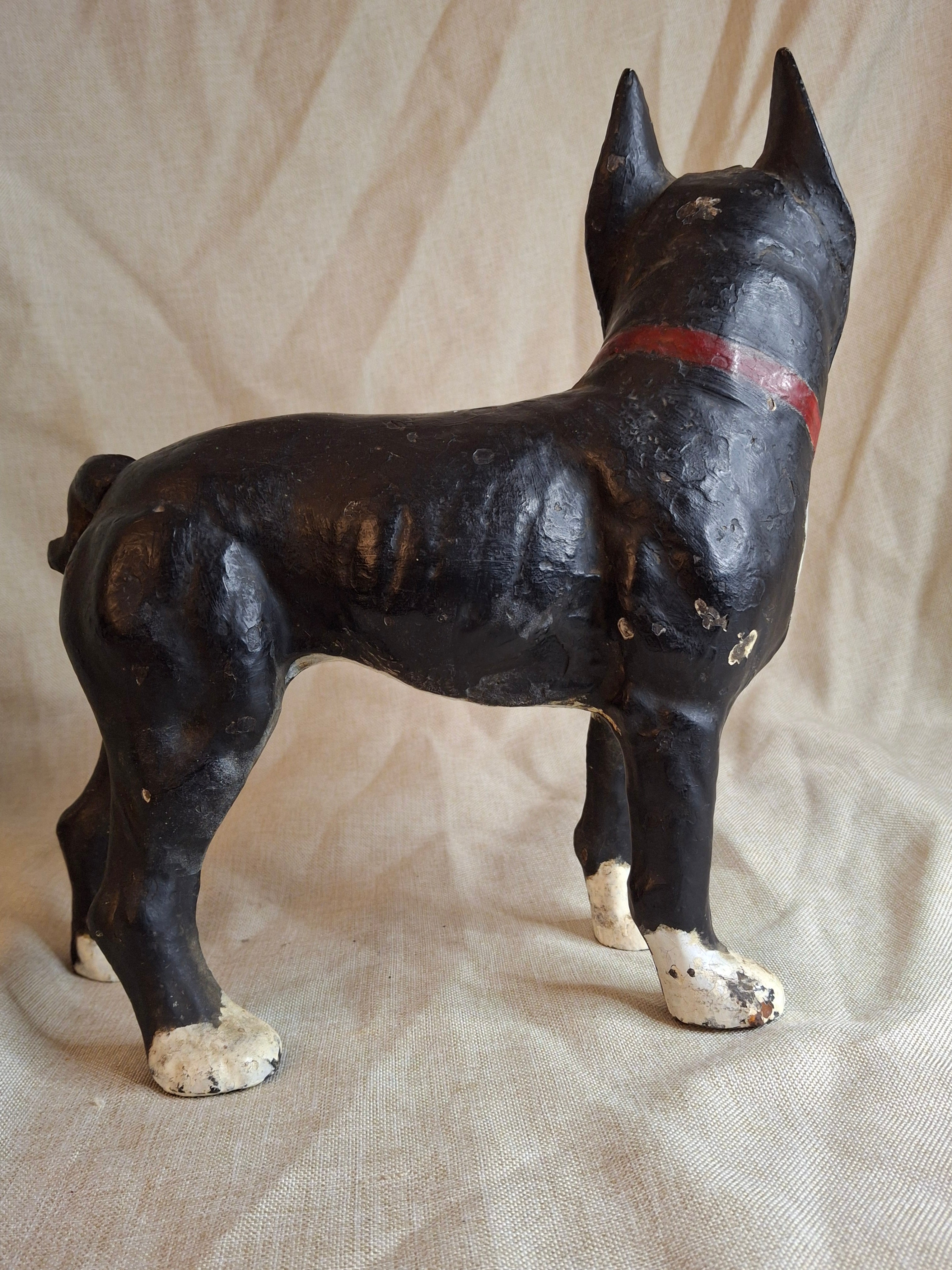 Antique National Foundry Cast Iron Boston Terrier Dog Doorstop Left Facing #149 C. 1920s