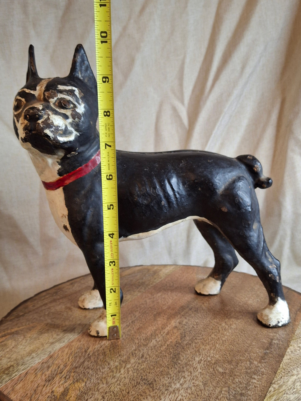 Antique National Foundry Cast Iron Boston Terrier Dog Doorstop Left Facing #149 C. 1920s