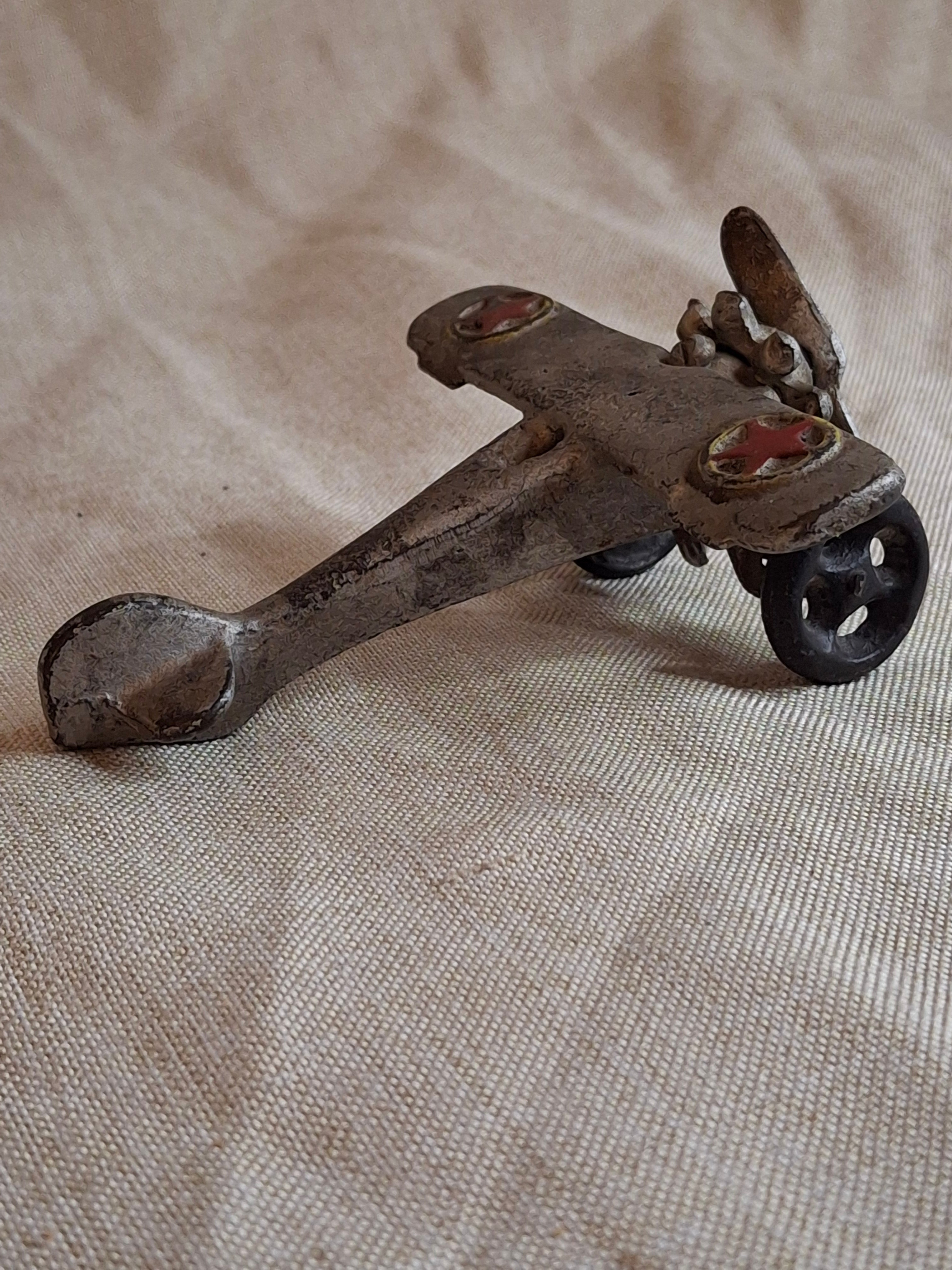 Rare Antique Hubley Cast Iron "Lindy" Airplane - Embossed Star Wing Variant - c. 1930s