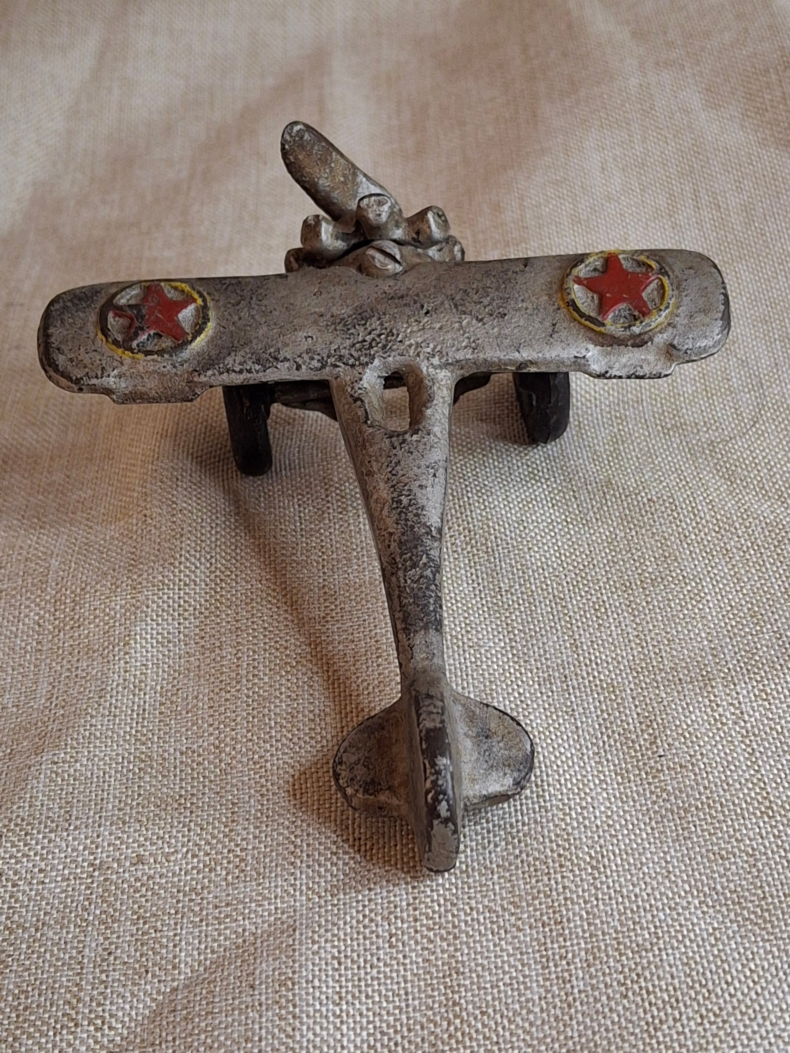 Rare Antique Hubley Cast Iron "Lindy" Airplane - Embossed Star Wing Variant - c. 1930s