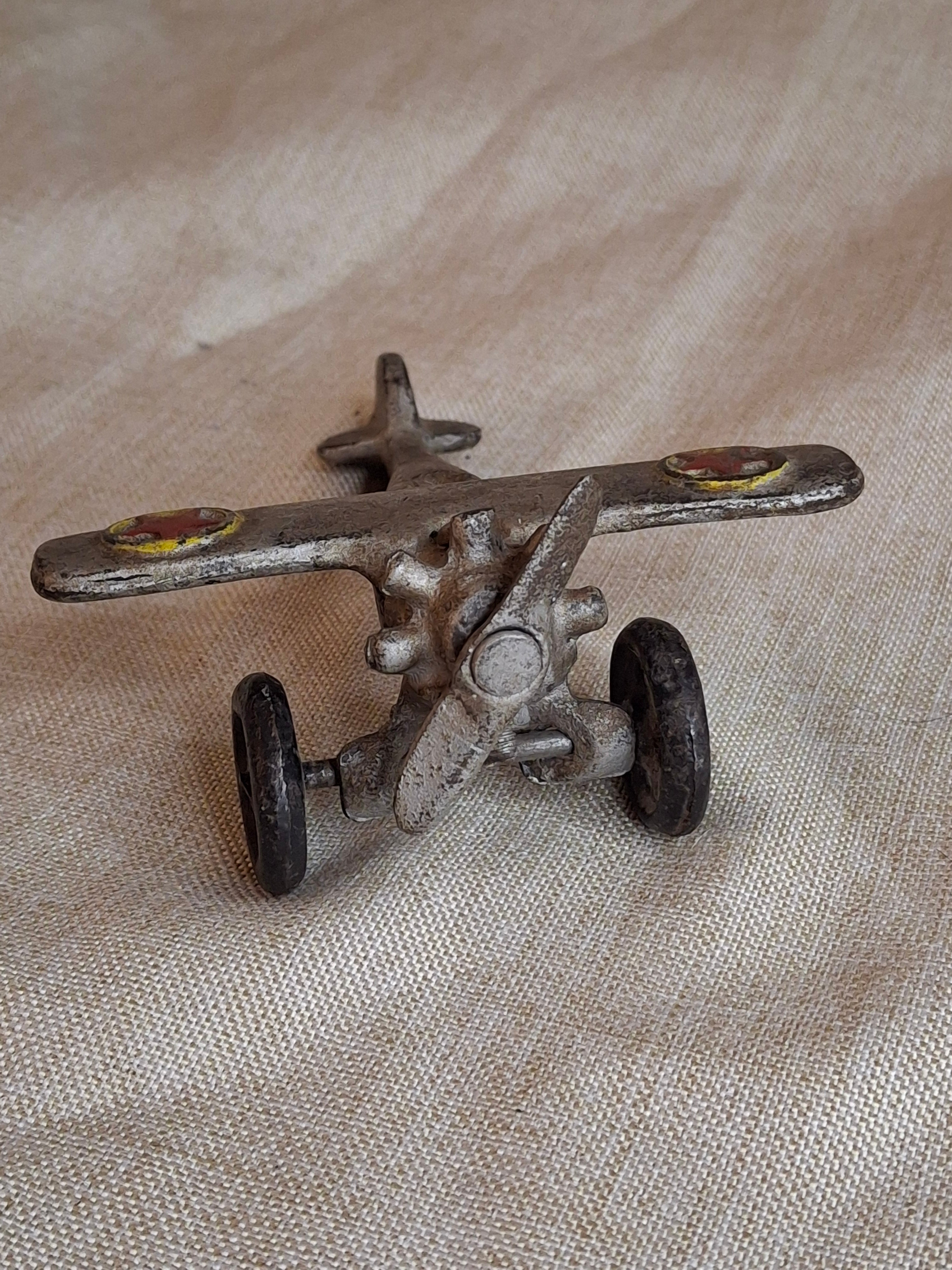 Rare Antique Hubley Cast Iron "Lindy" Airplane - Embossed Star Wing Variant - c. 1930s