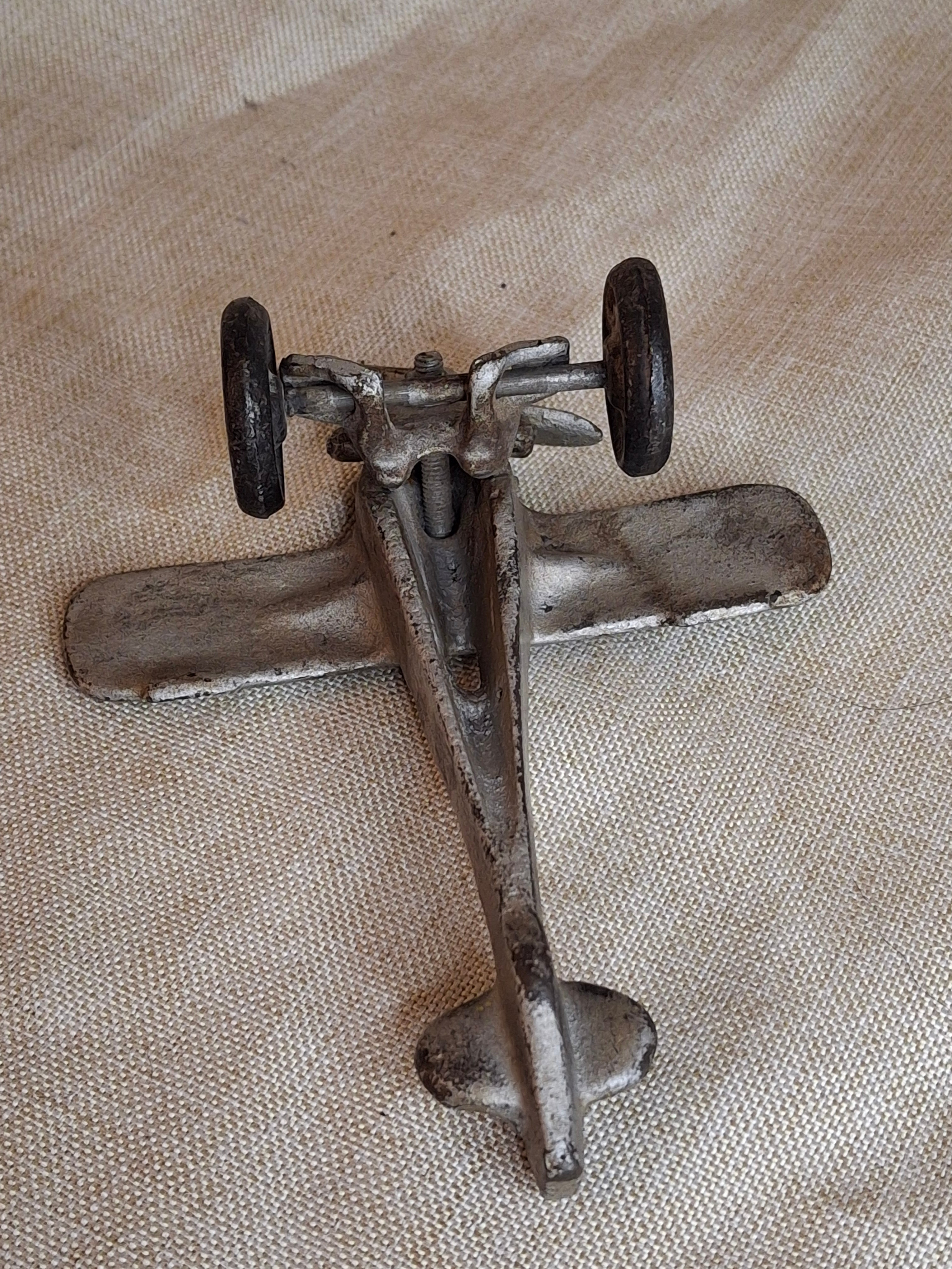 Rare Antique Hubley Cast Iron "Lindy" Airplane - Embossed Star Wing Variant - c. 1930s