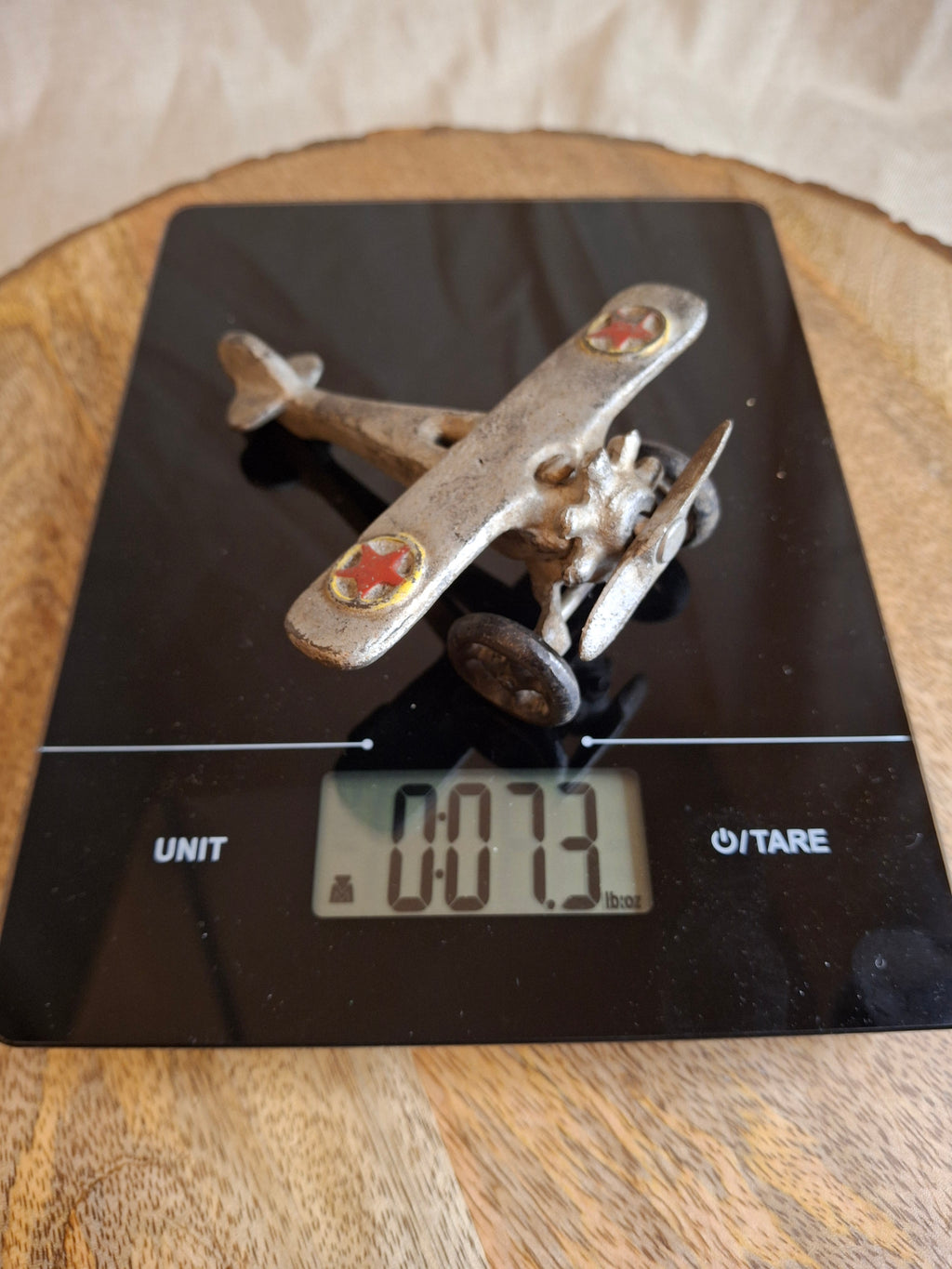 Rare Antique Hubley Cast Iron "Lindy" Airplane - Embossed Star Wing Variant - c. 1930s