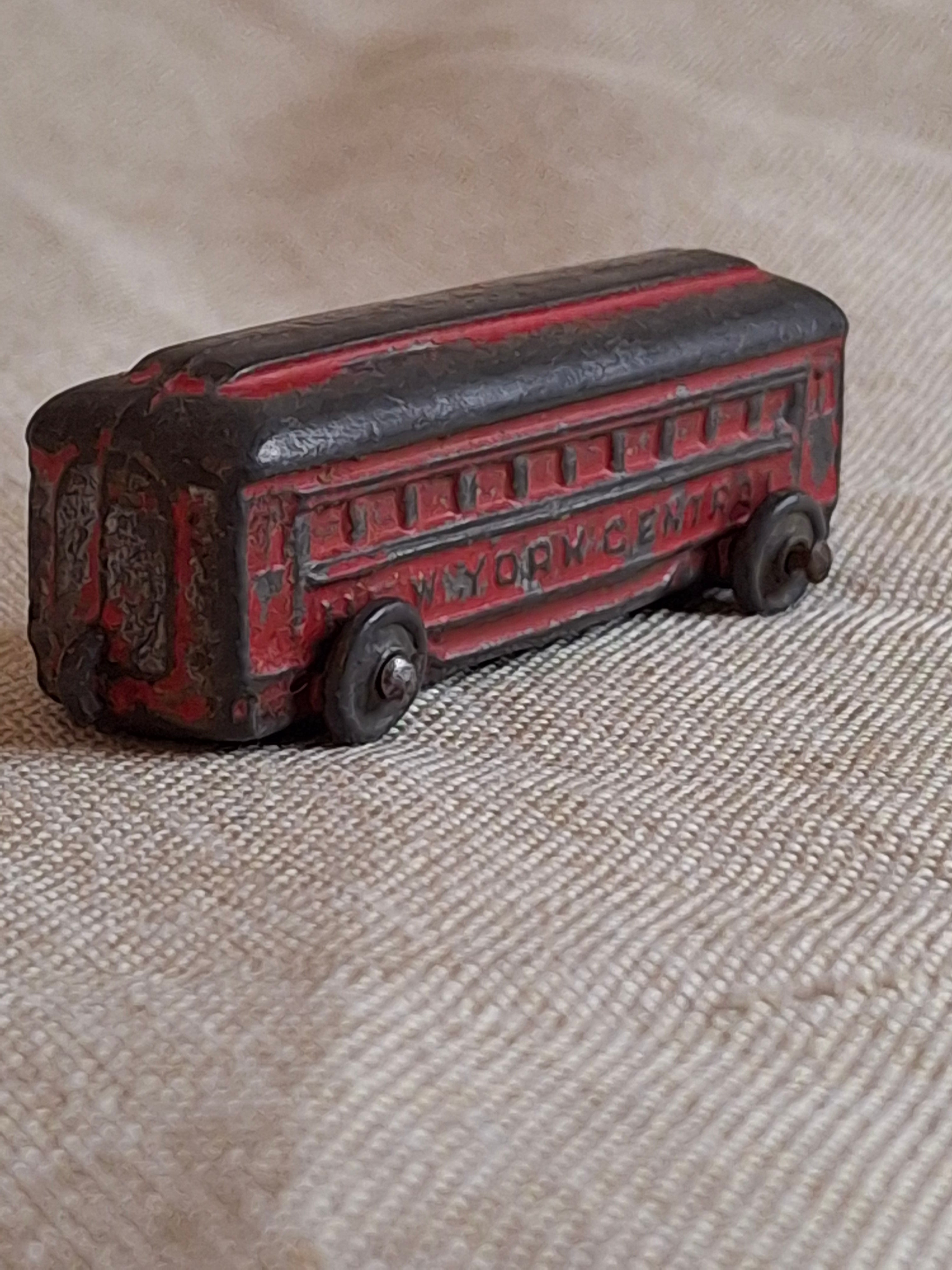 Antique Cast Iron Train Passenger Car New York Central Champion 2.5” Red and Black