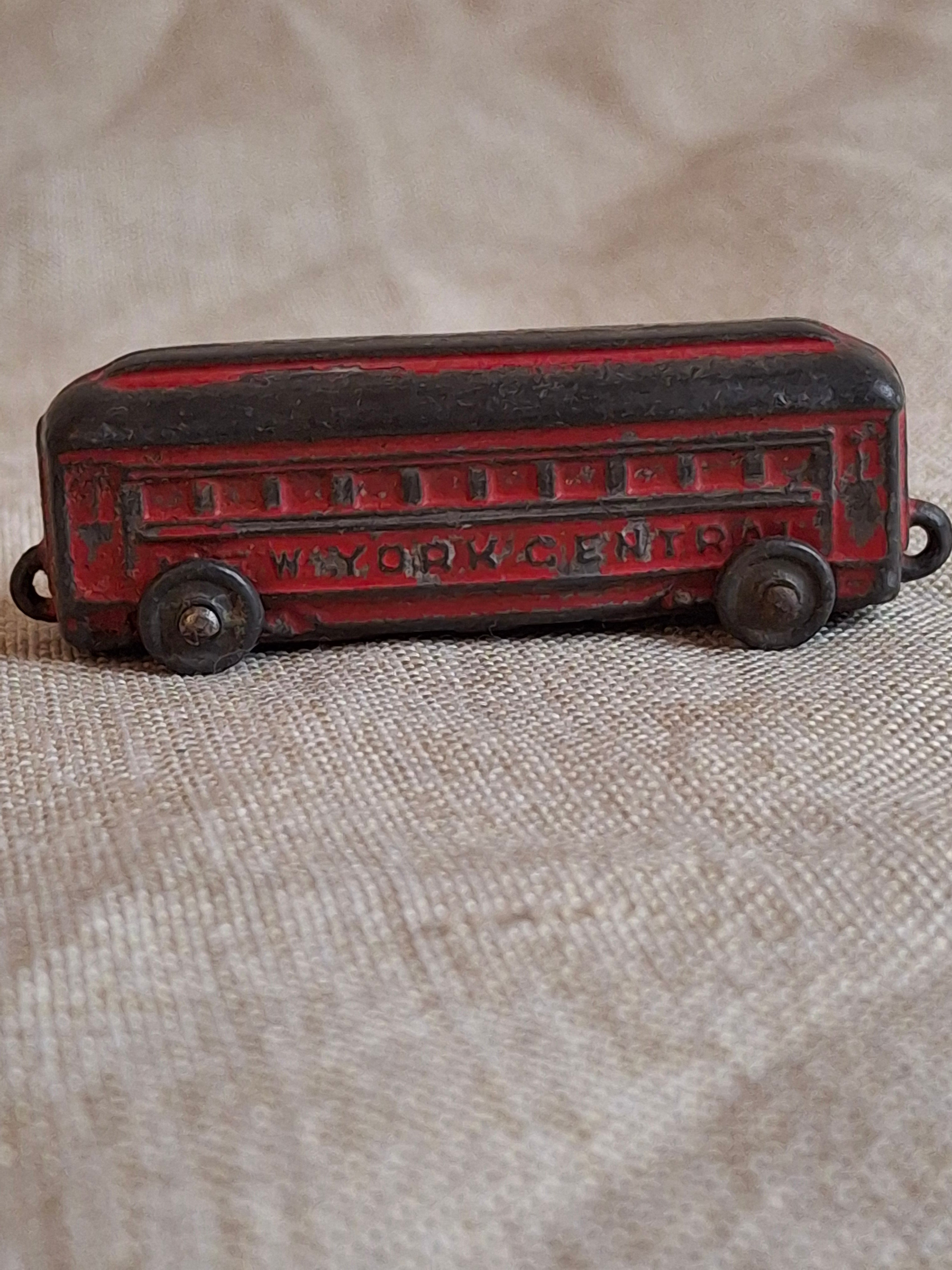 Antique Cast Iron Train Passenger Car New York Central Champion 2.5” Red and Black
