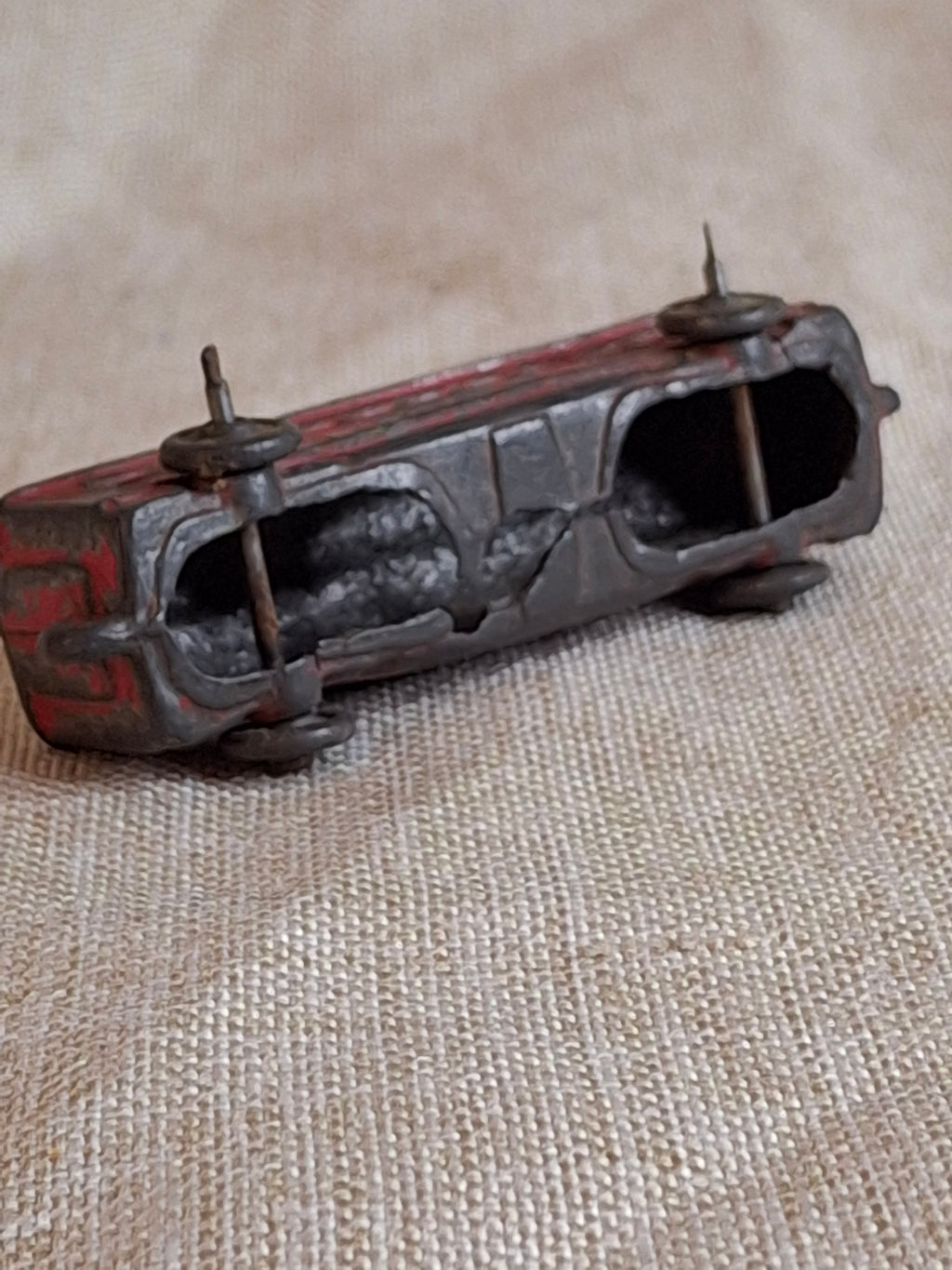 Antique Cast Iron Train Passenger Car New York Central Champion 2.5” Red and Black