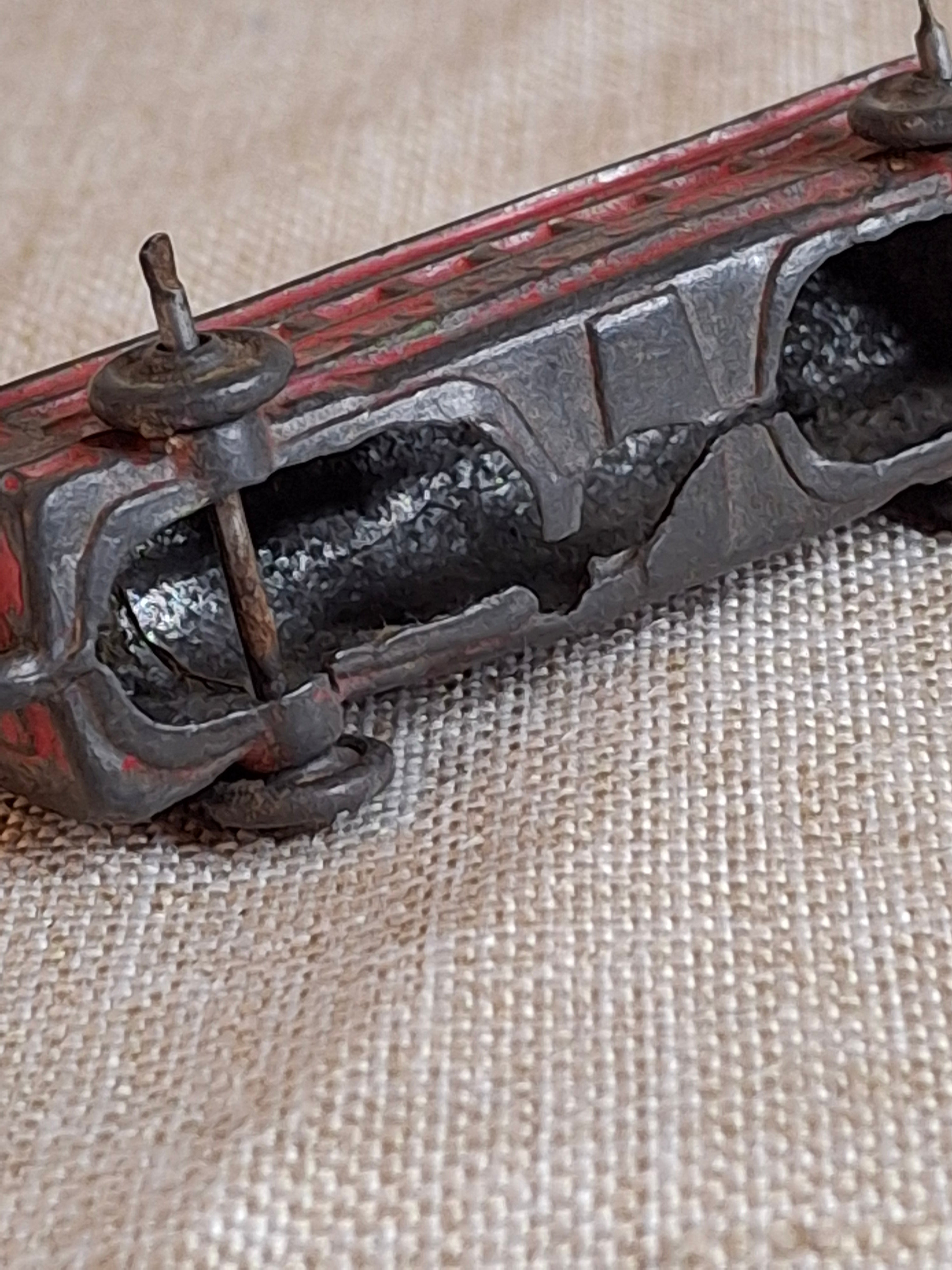 Antique Cast Iron Train Passenger Car New York Central Champion 2.5” Red and Black